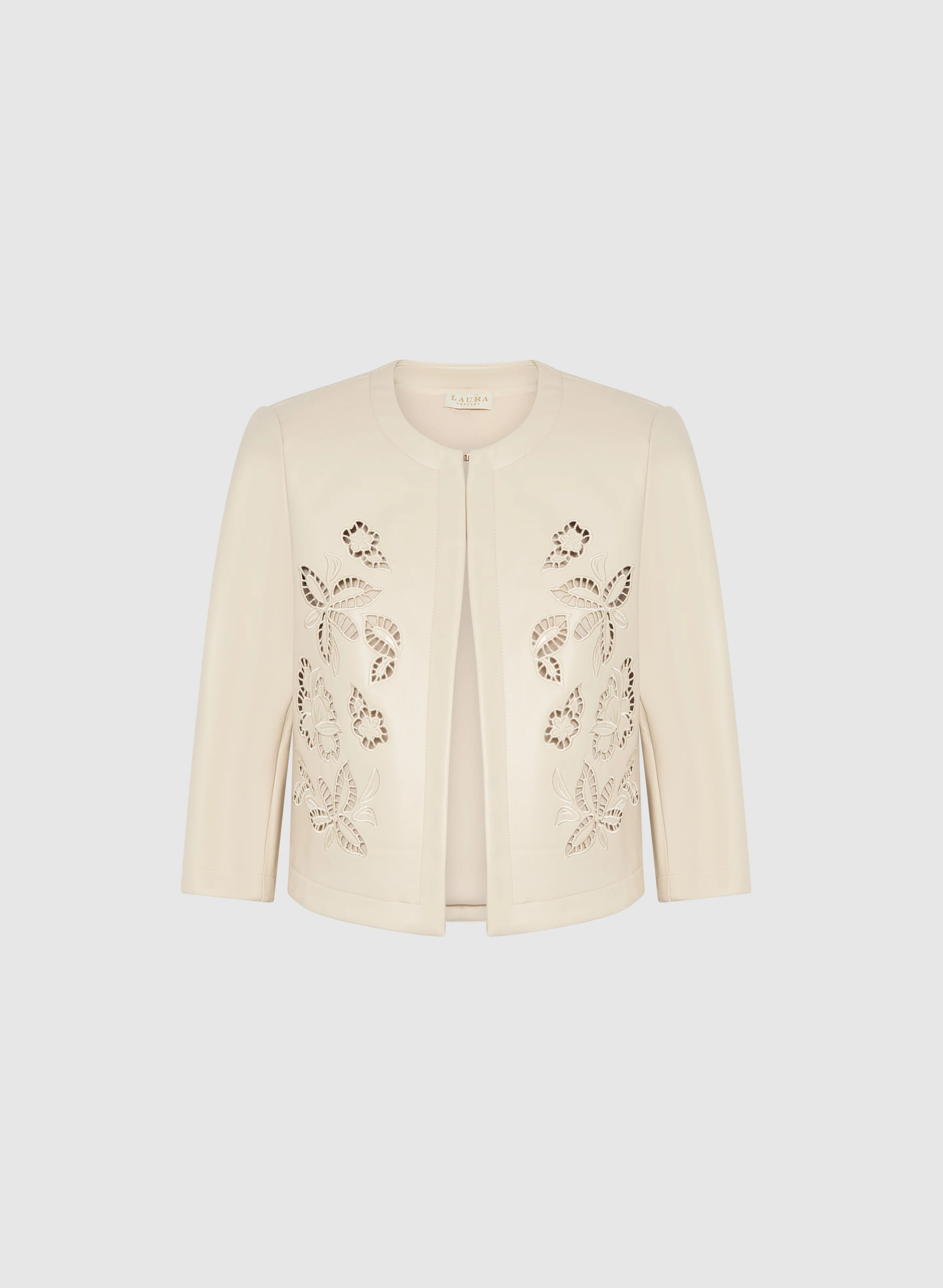 Embroidered Vegan Leather Jacket - Image 6