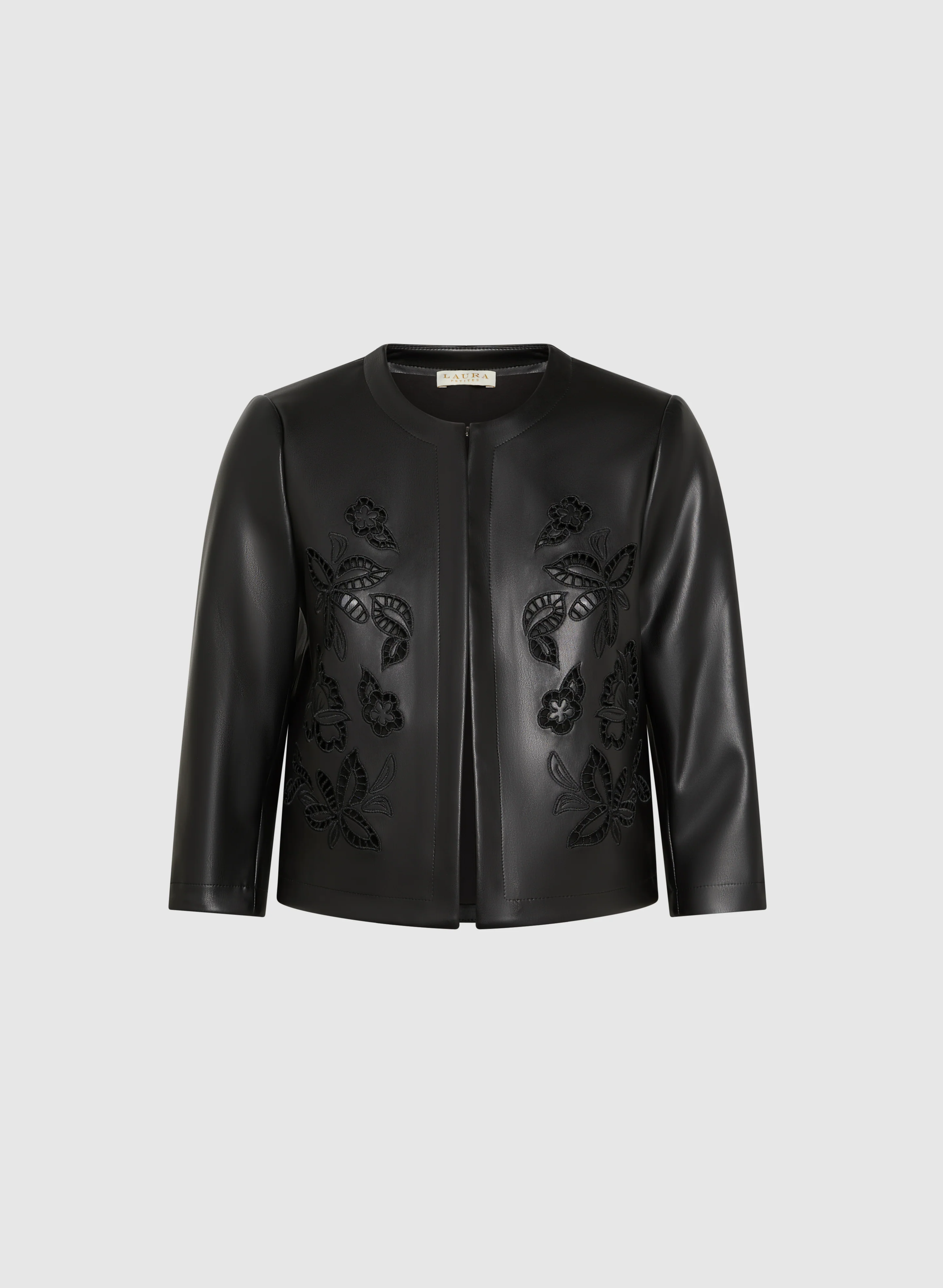 Embroidered Vegan Leather Jacket - Image 6