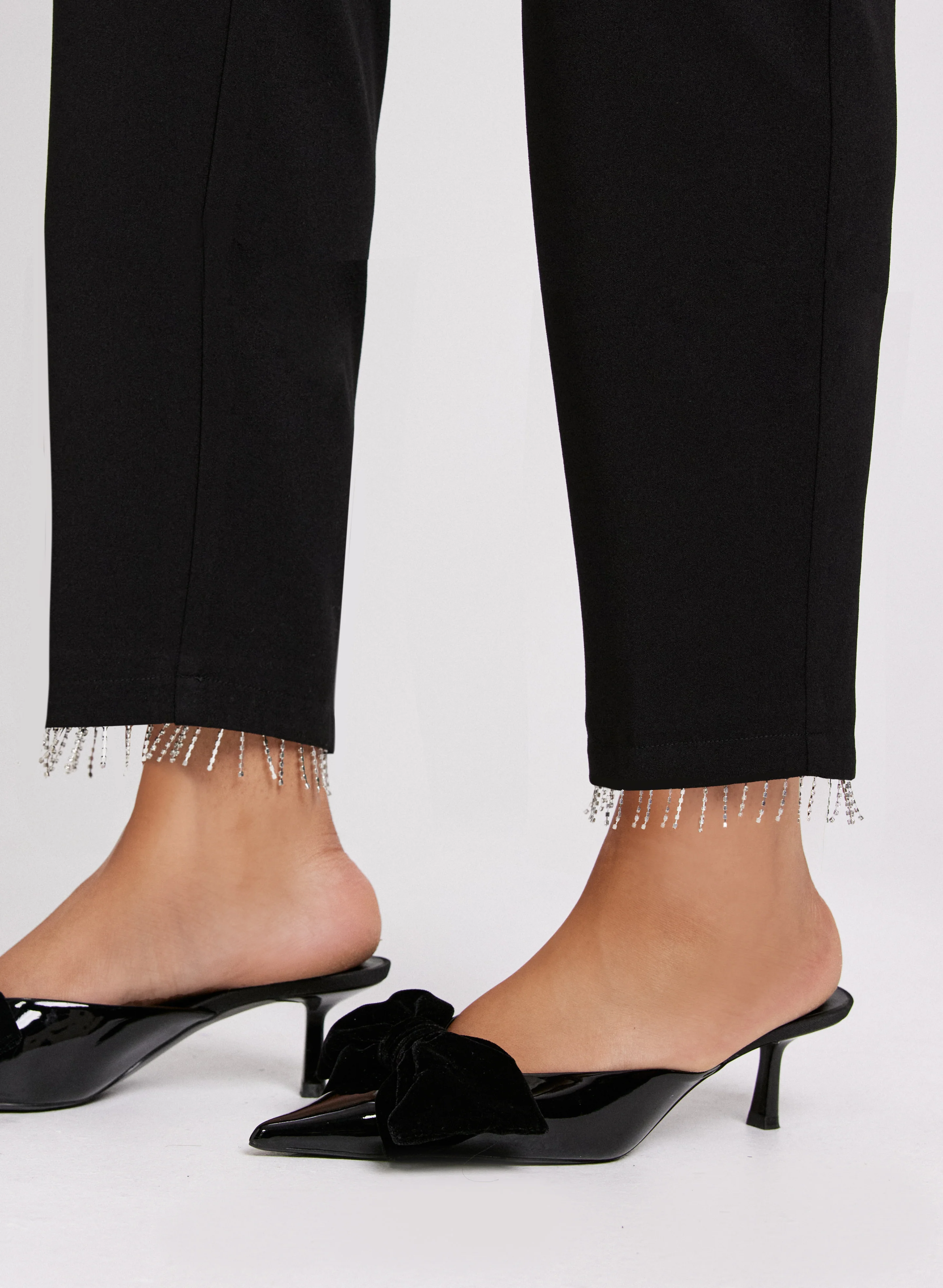 Emma Crystal Fringe Slim-Leg Pants - Image 2
