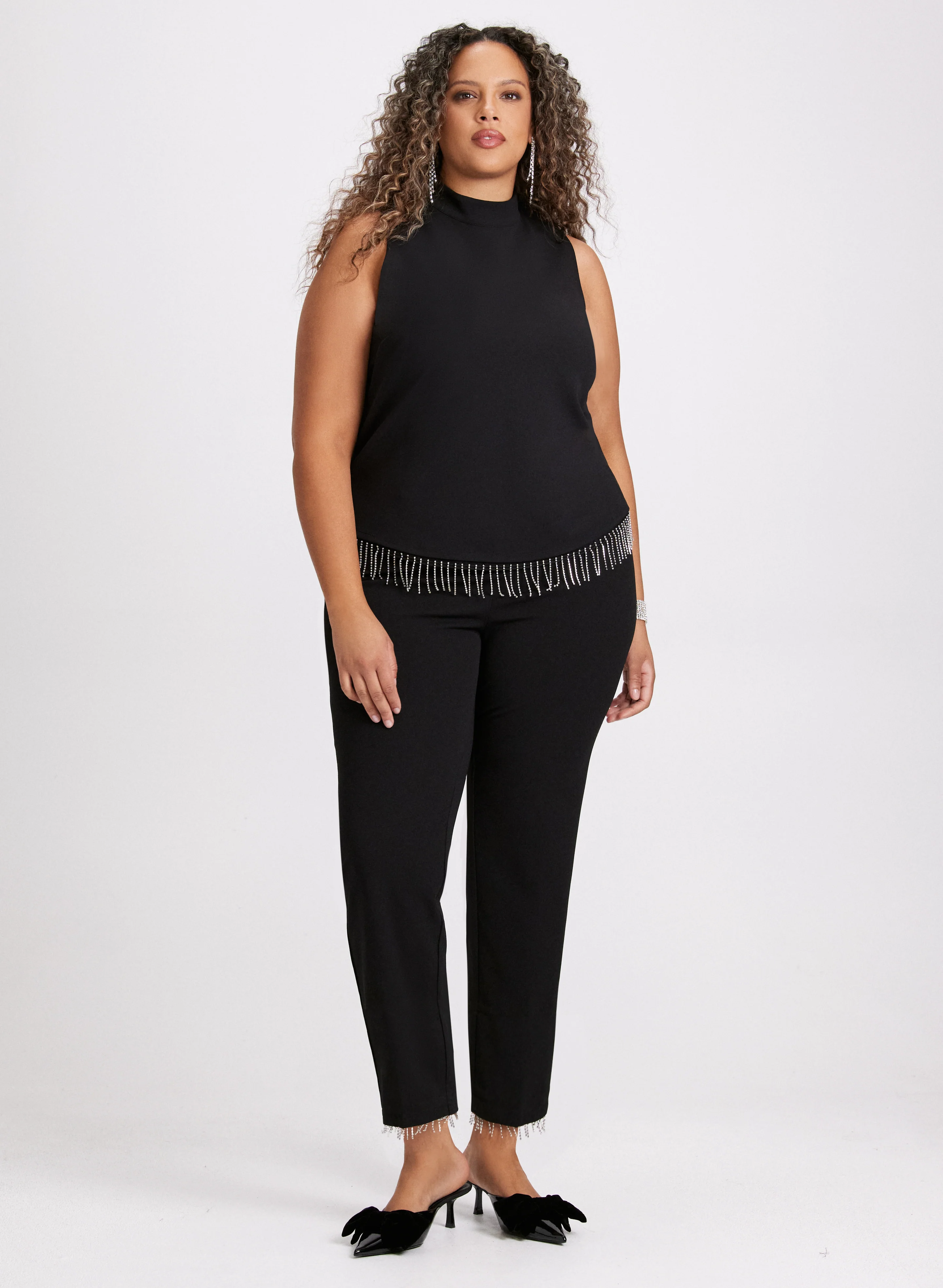 Emma Crystal Fringe Slim-Leg Pants - Image 3