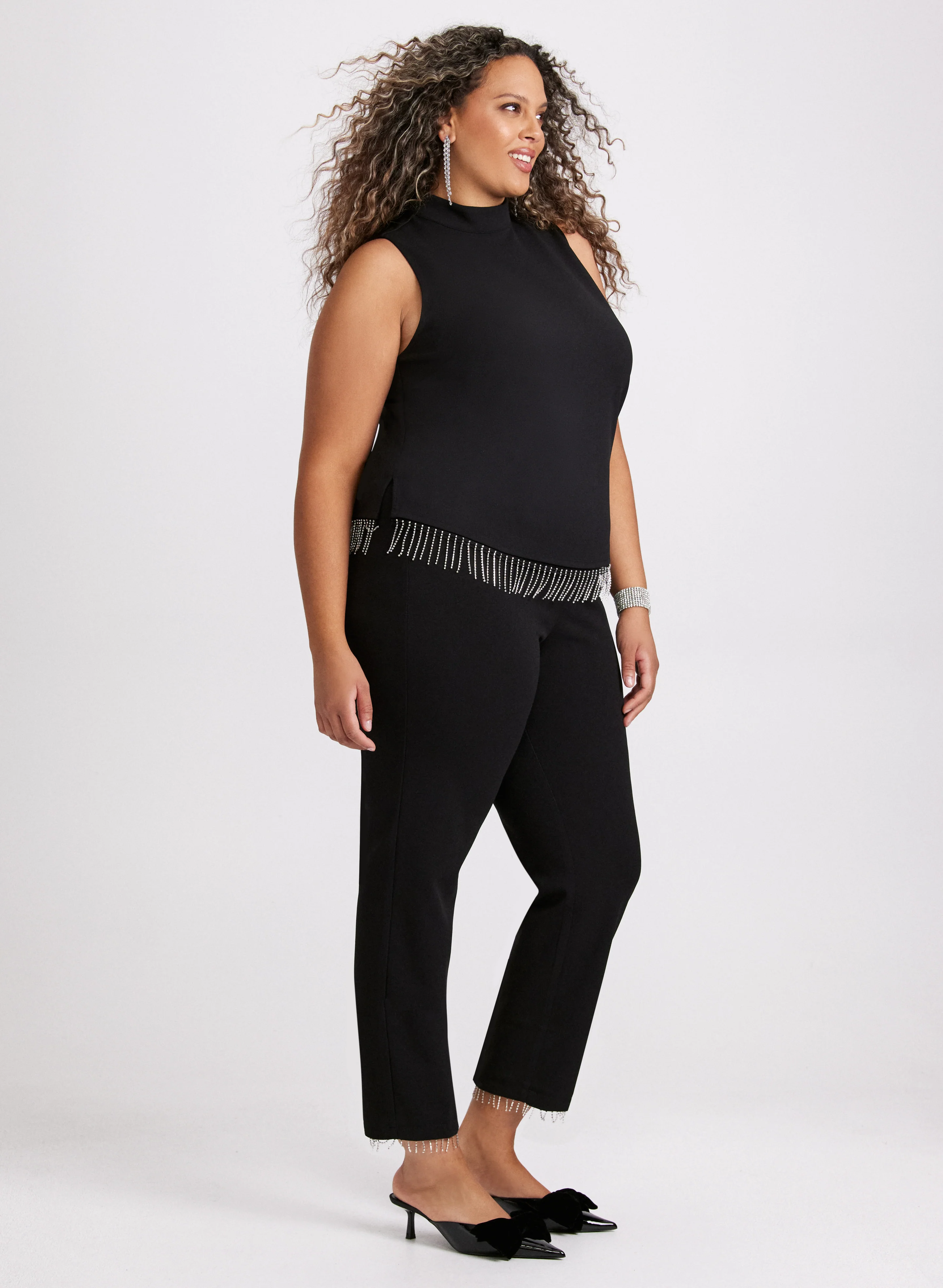 Emma Crystal Fringe Slim-Leg Pants - Image 5