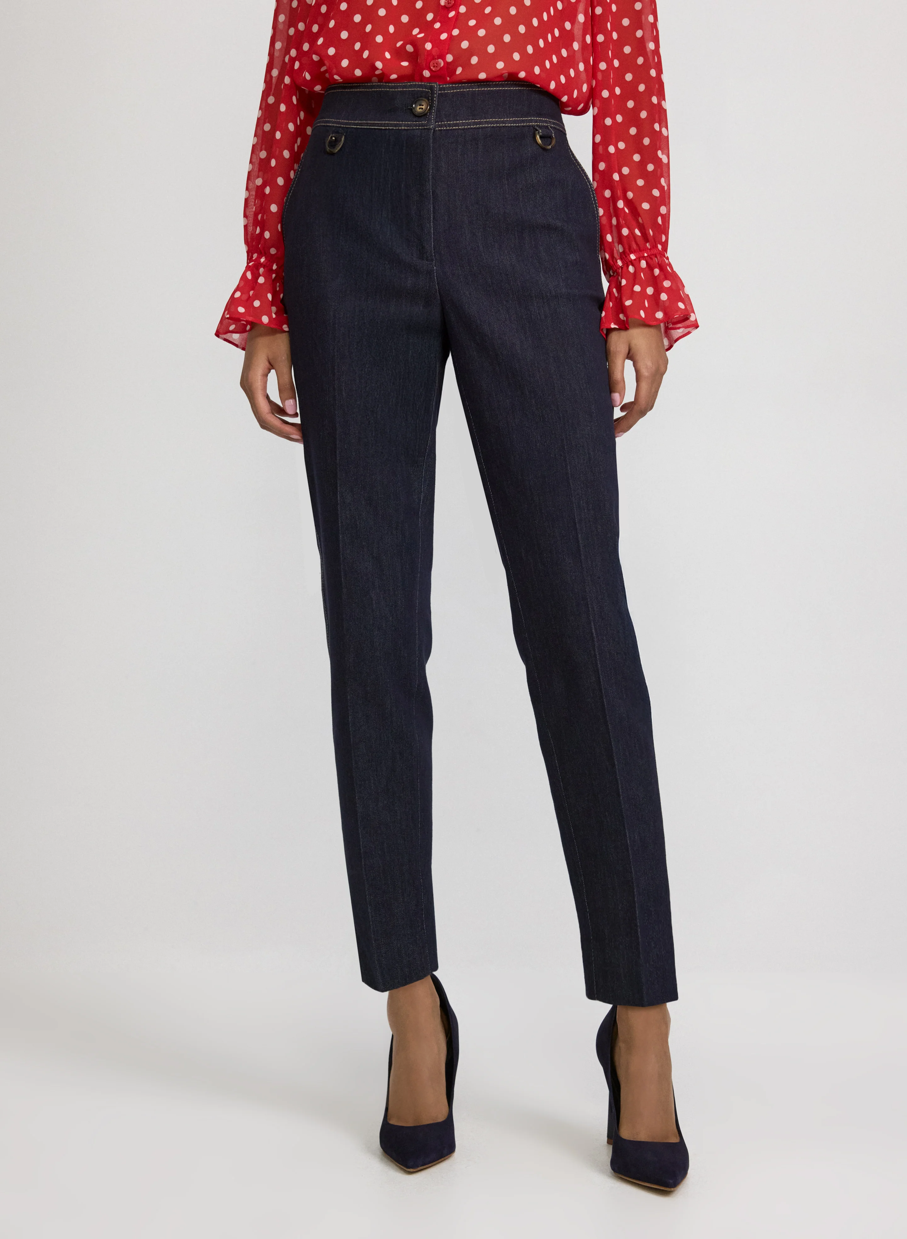 Emma Denim Slim-Leg Pants