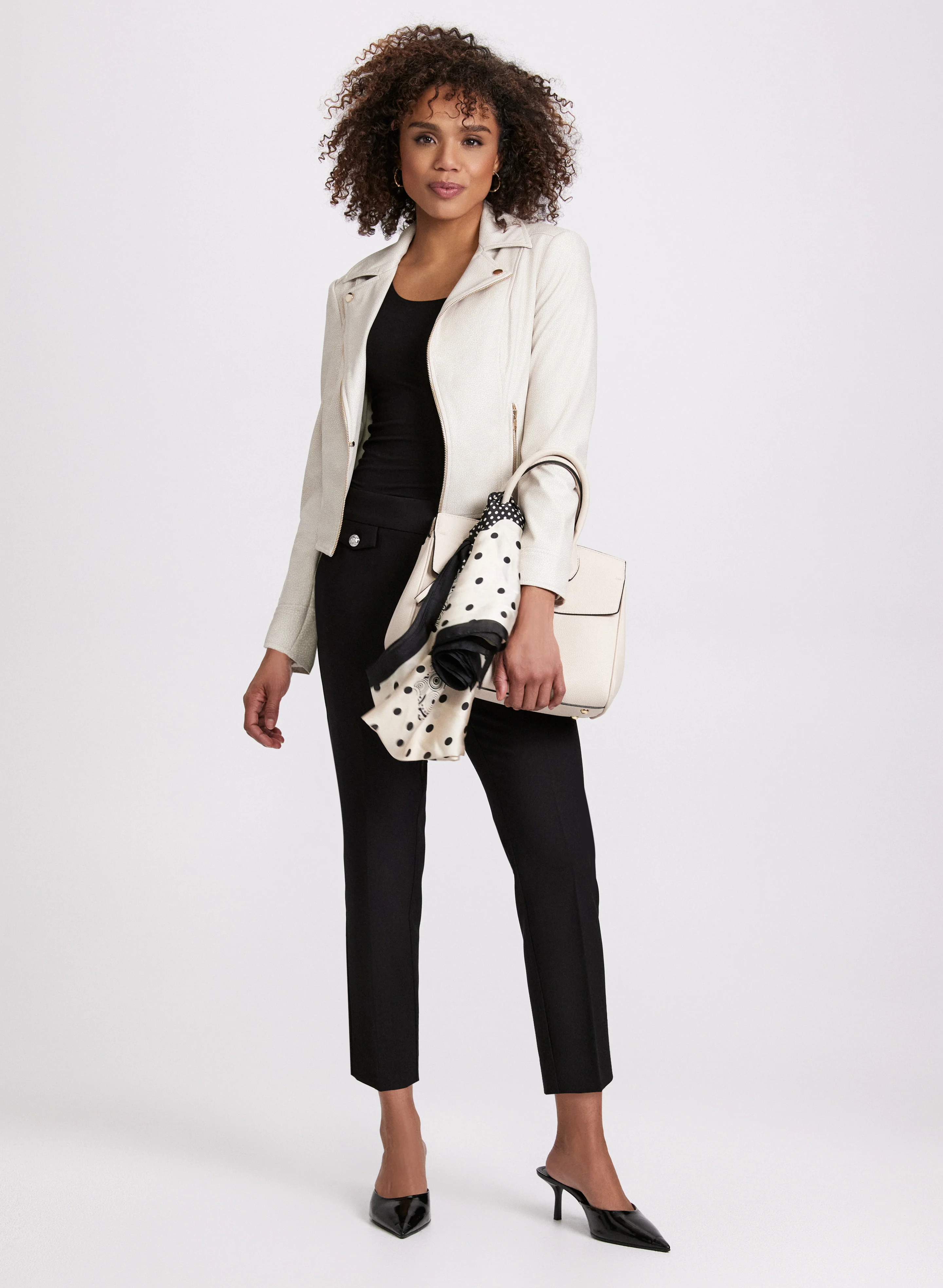 Emma Embossed Button Slim-Leg Pants - Image 3