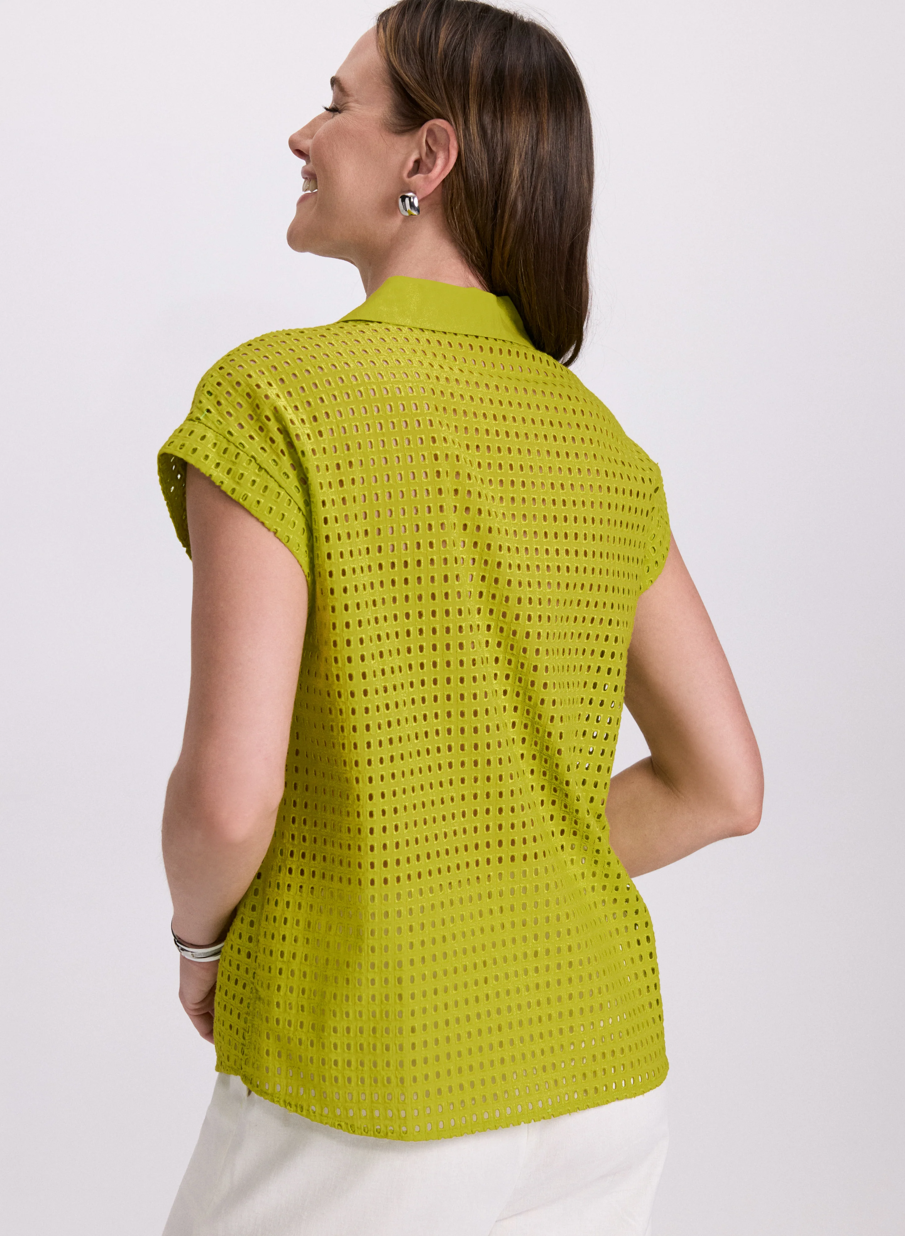 Eyelet Button-Down Blouse - Image 4