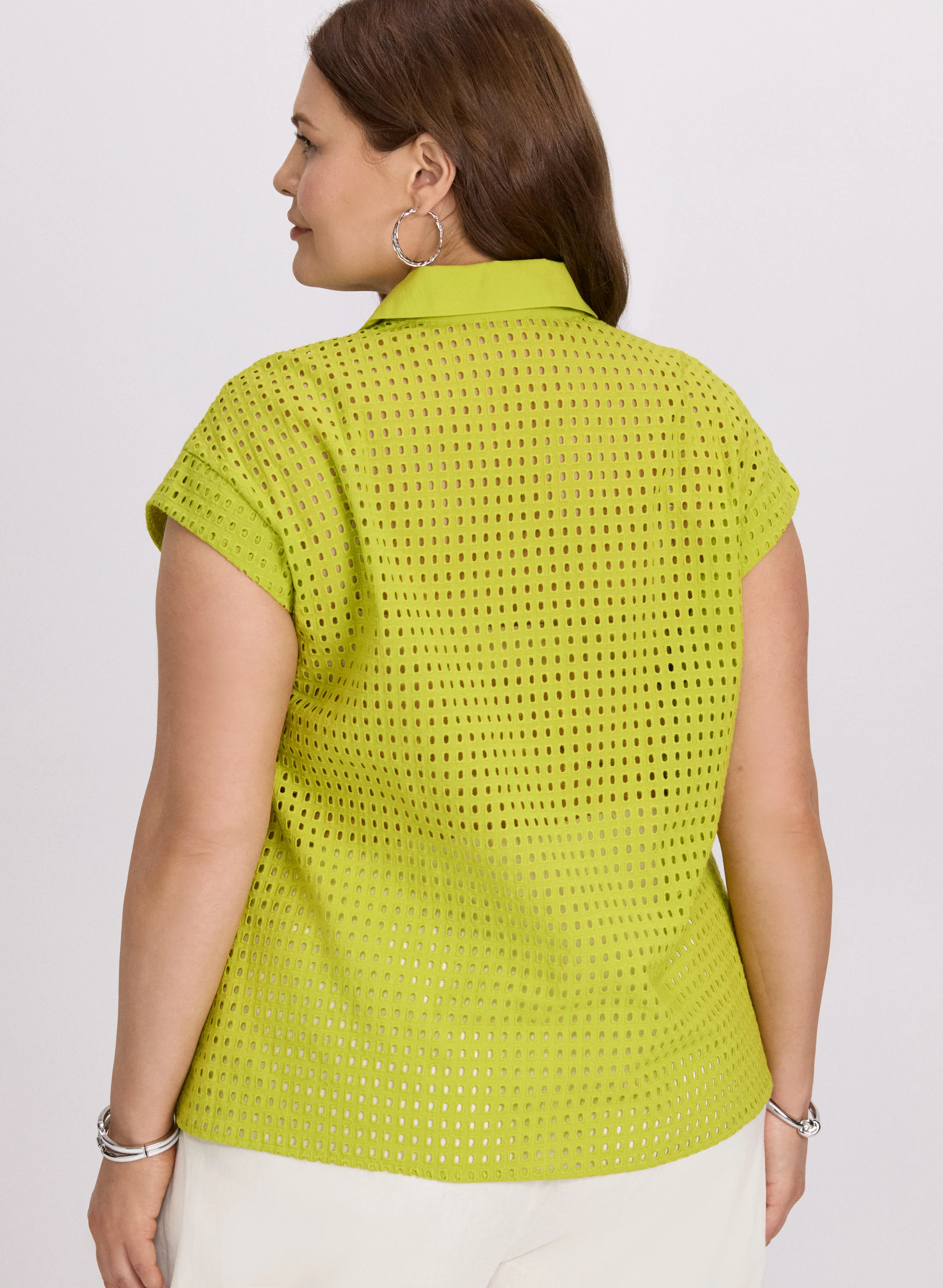 Eyelet Button-Down Blouse - Image 4