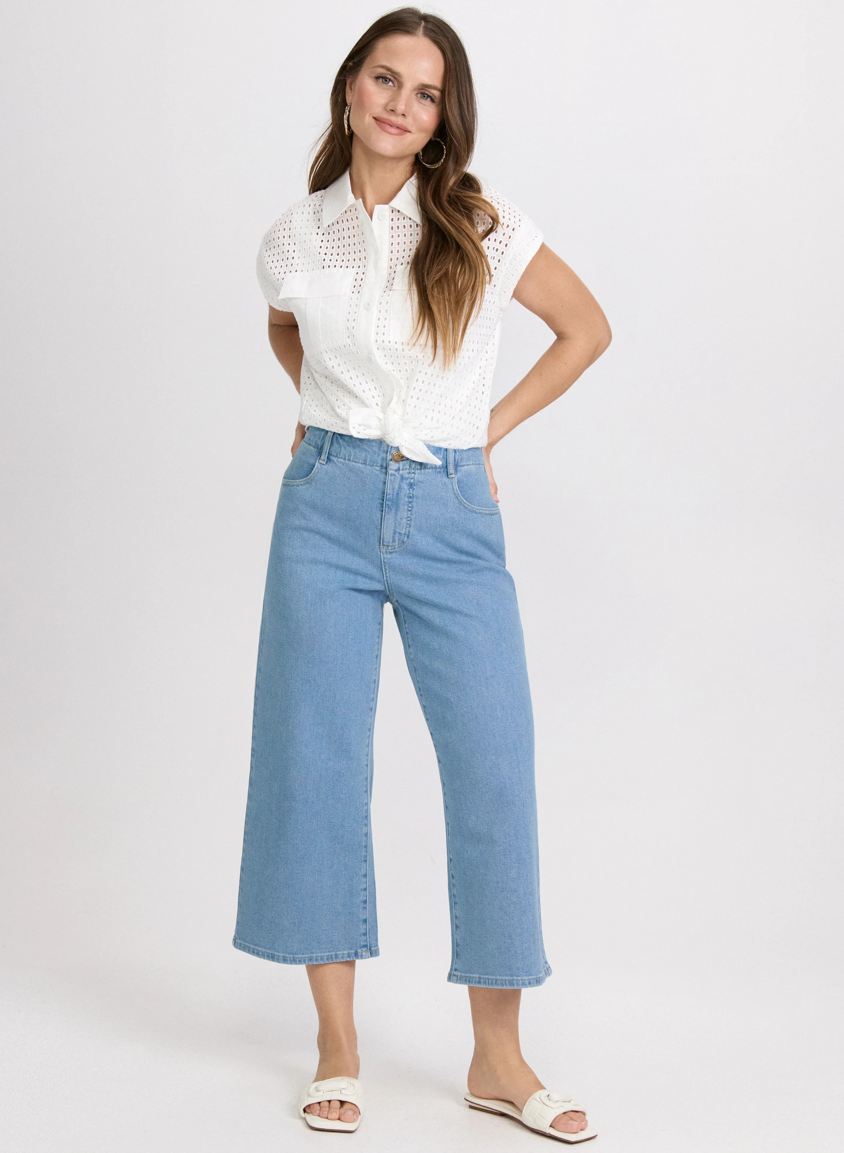 Eyelet Button-Down Blouse - Image 3