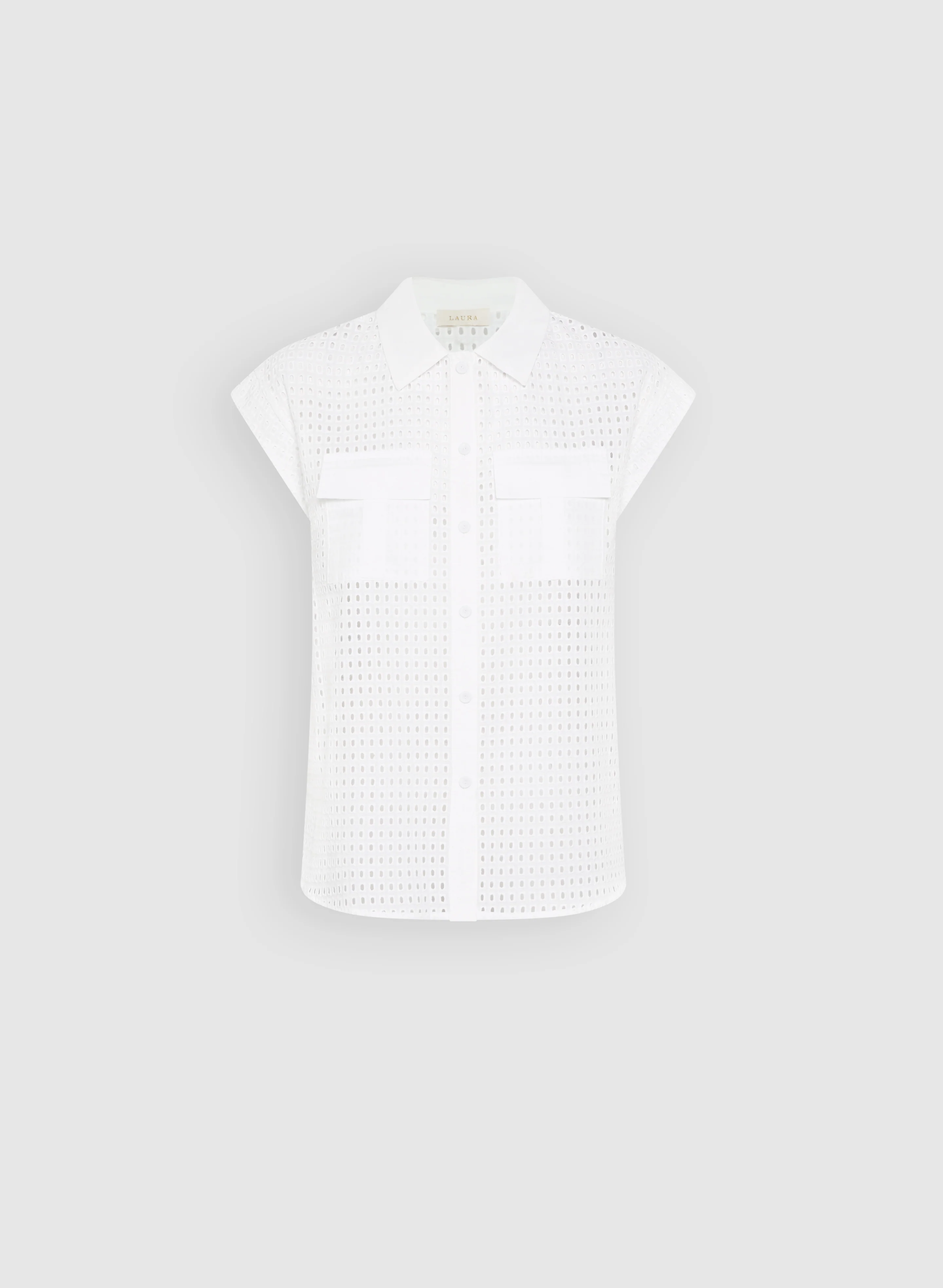 Eyelet Button-Down Blouse - Image 6