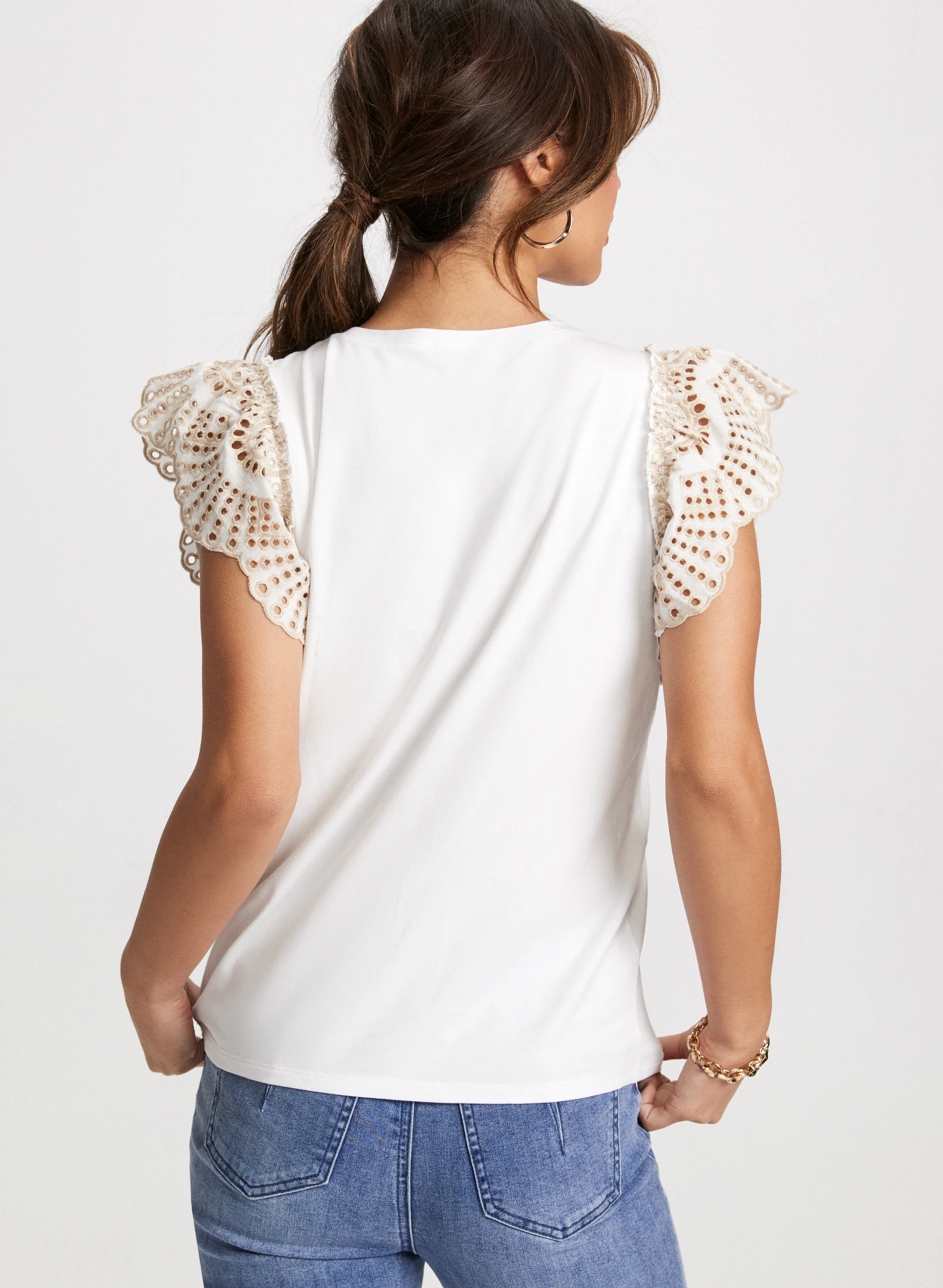 Ruffled Eyelet Sleeve Tee - Image 4