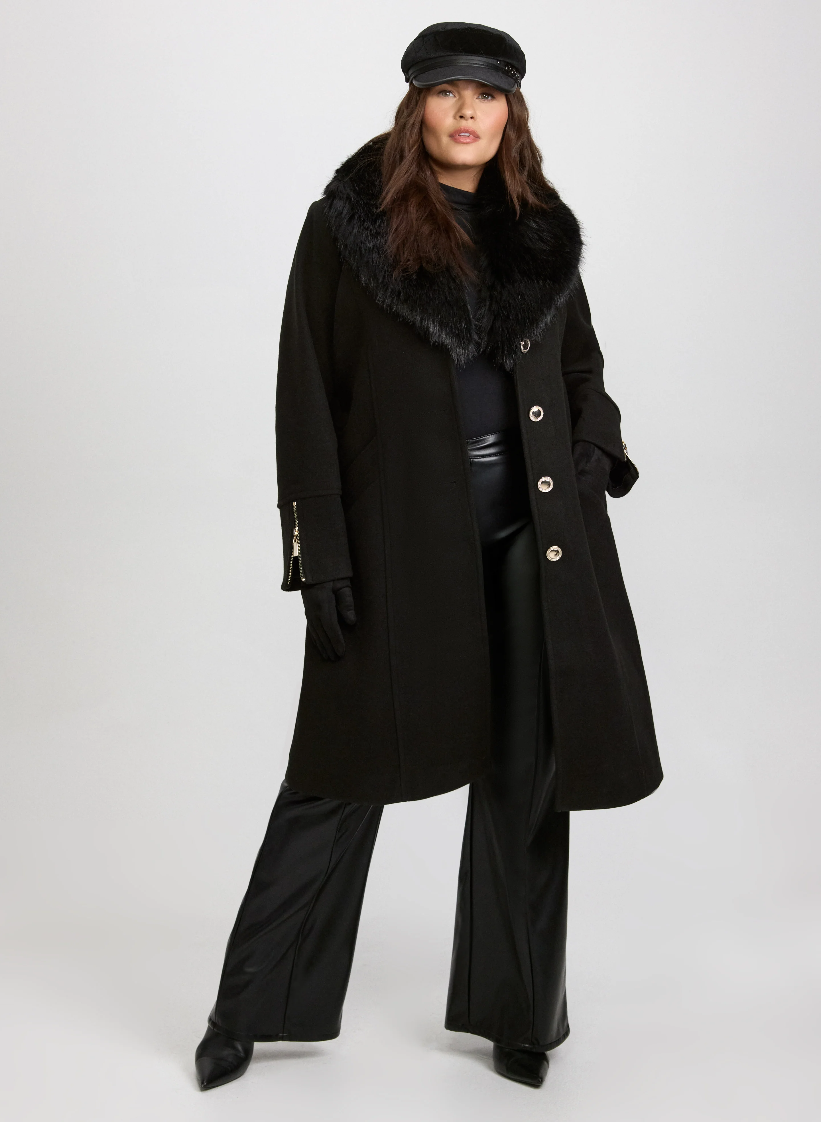Faux-Fur Collar Coat - Image 10