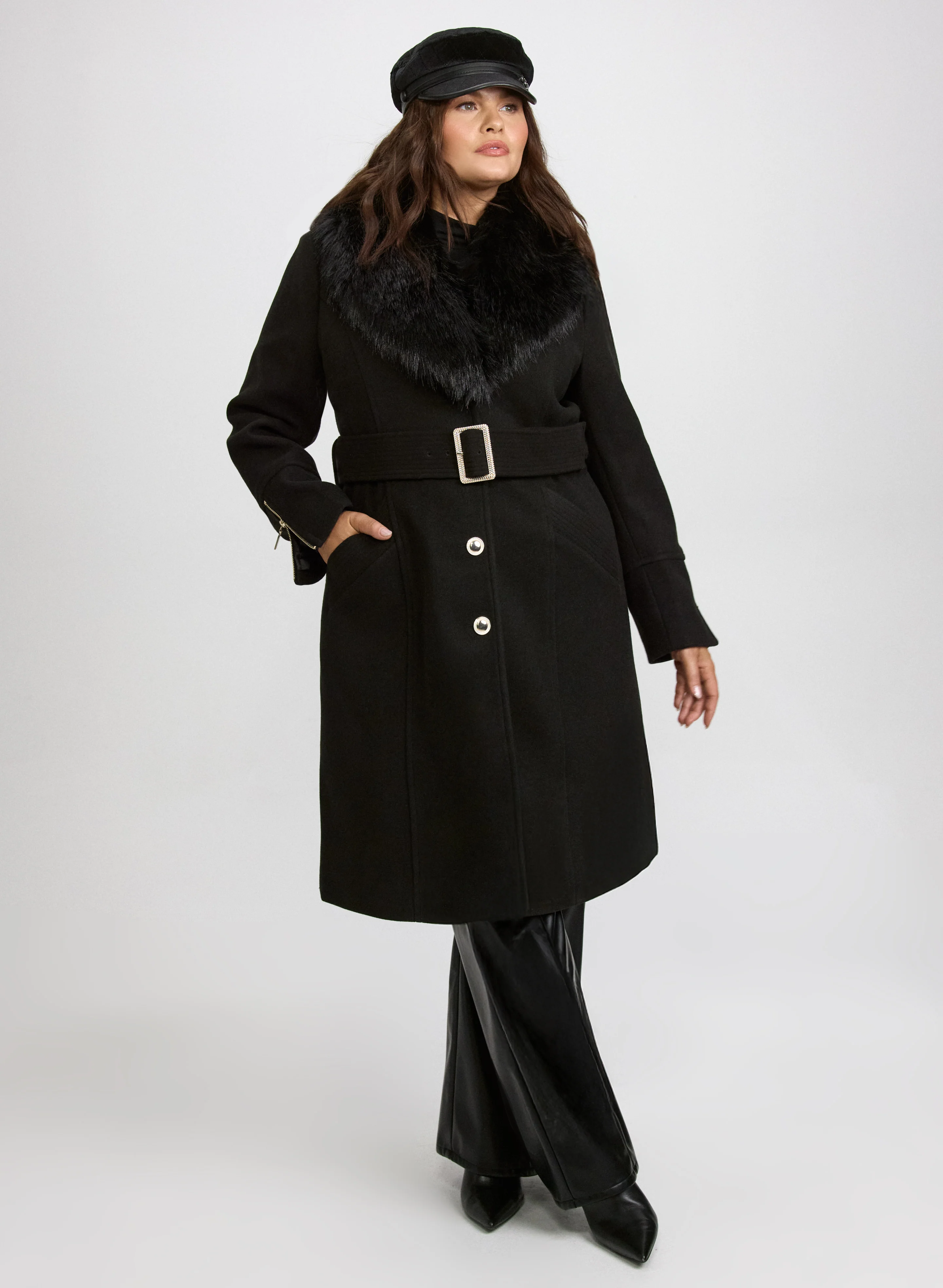Faux-Fur Collar Coat - Image 8