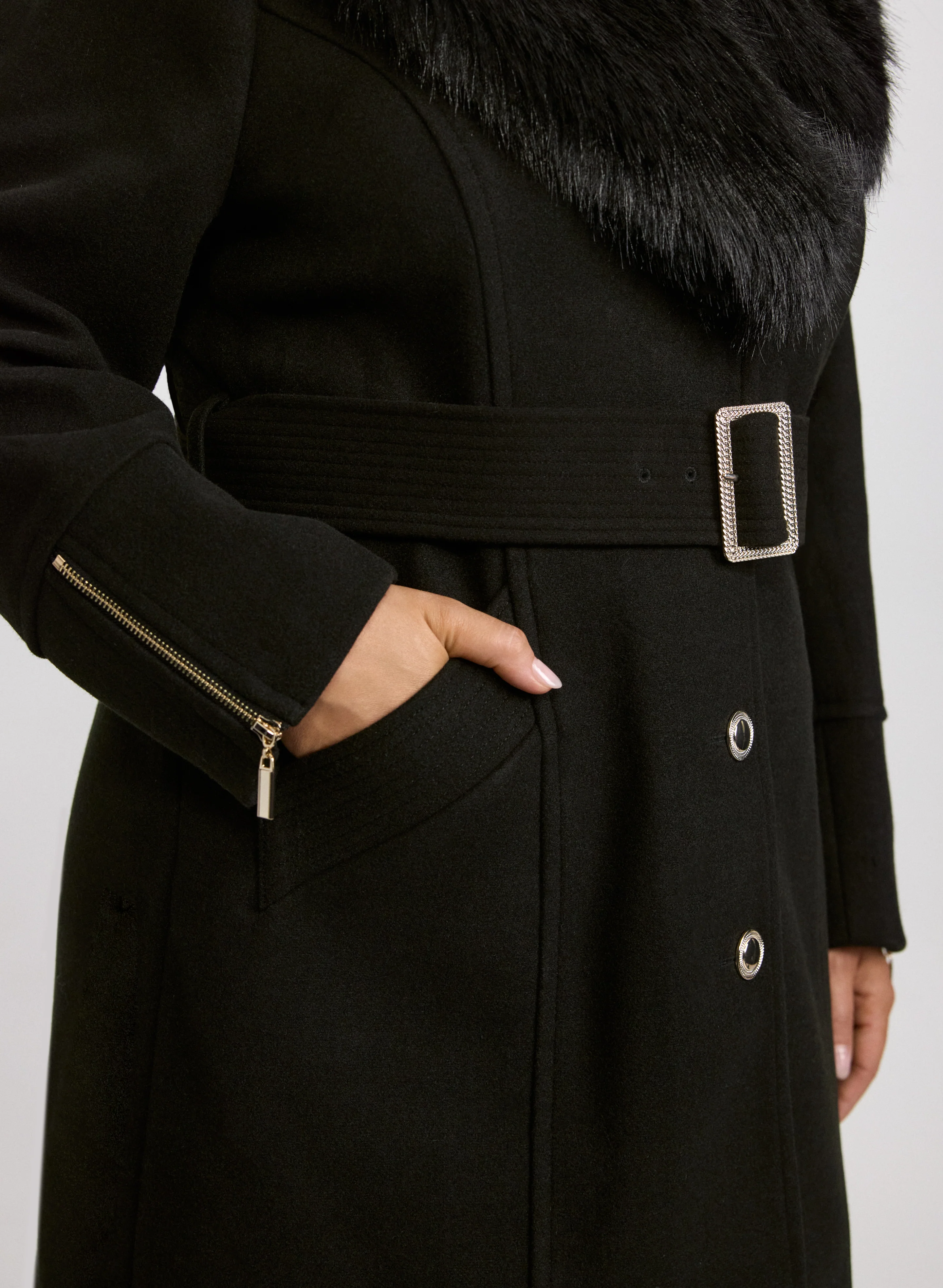 Faux-Fur Collar Coat - Image 9