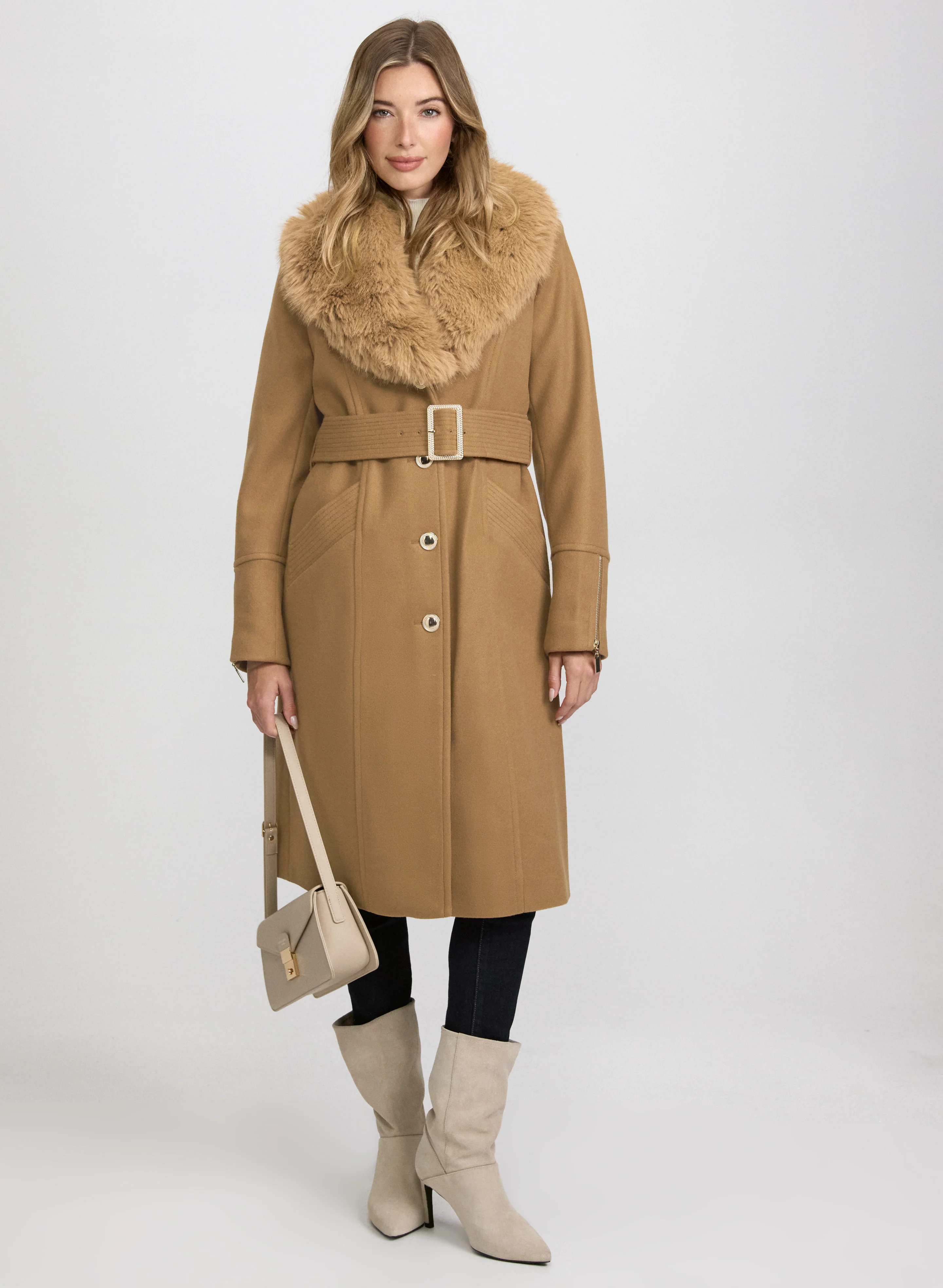 Faux-Fur Collar Coat