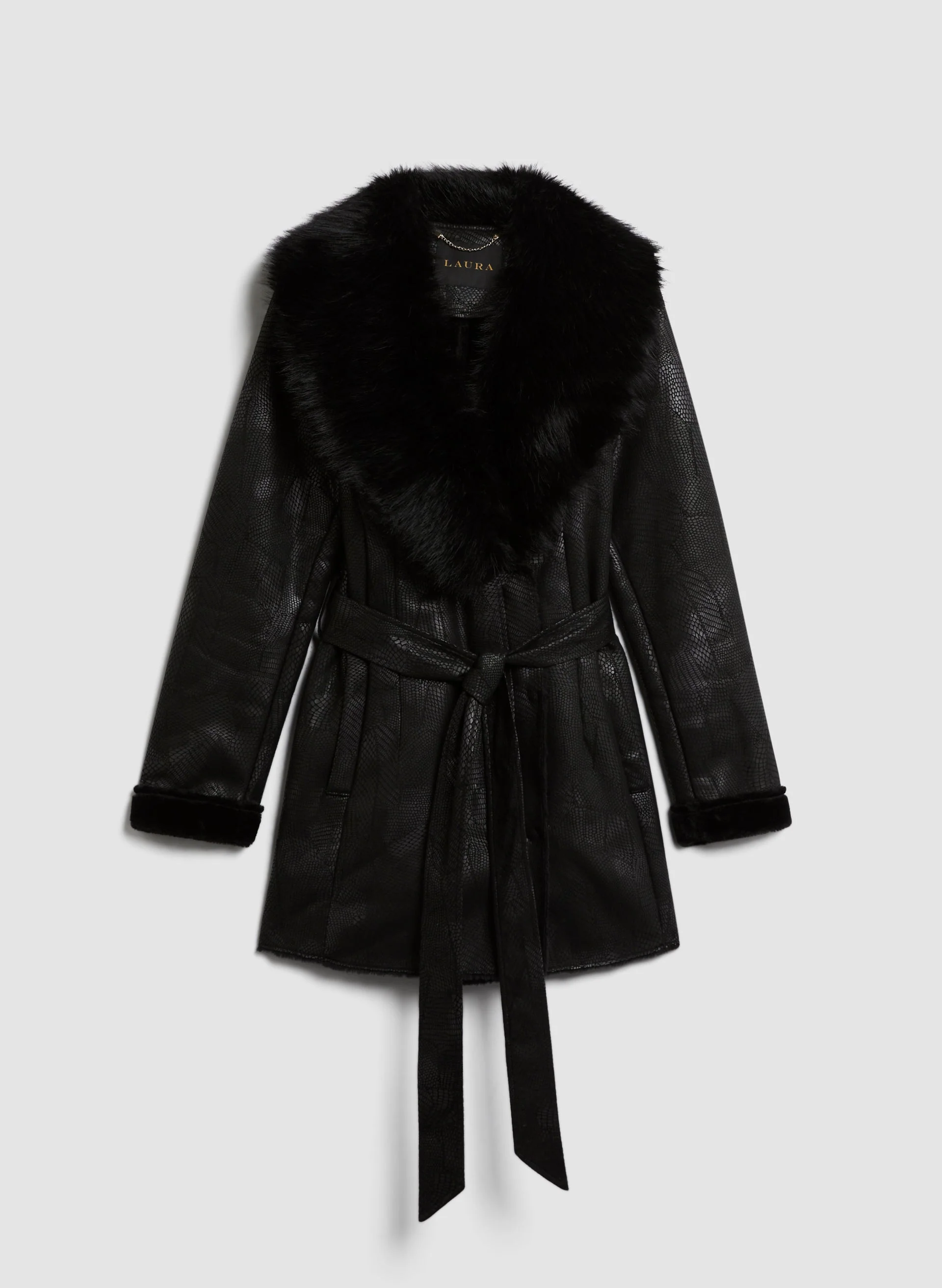 Embossed Faux Shearling Coat - Image 6