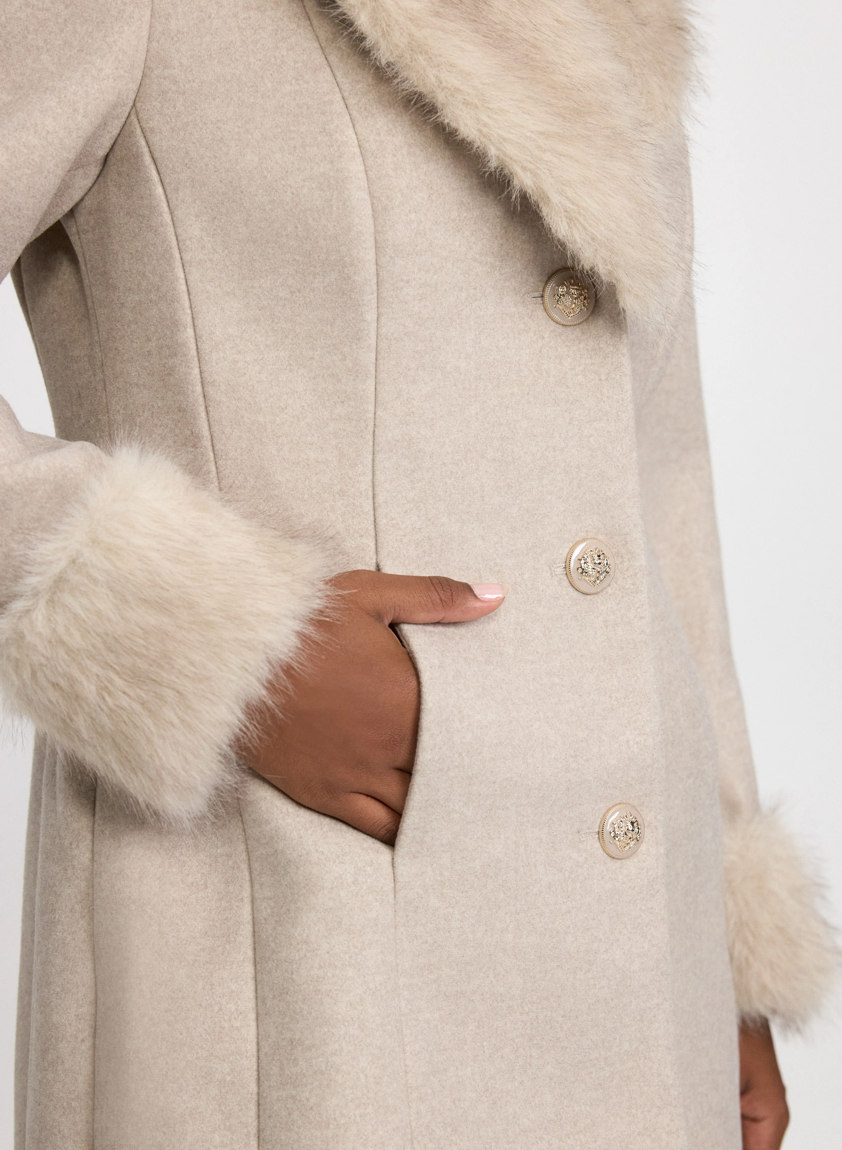 Faux-Fur Detail Coat - Image 5