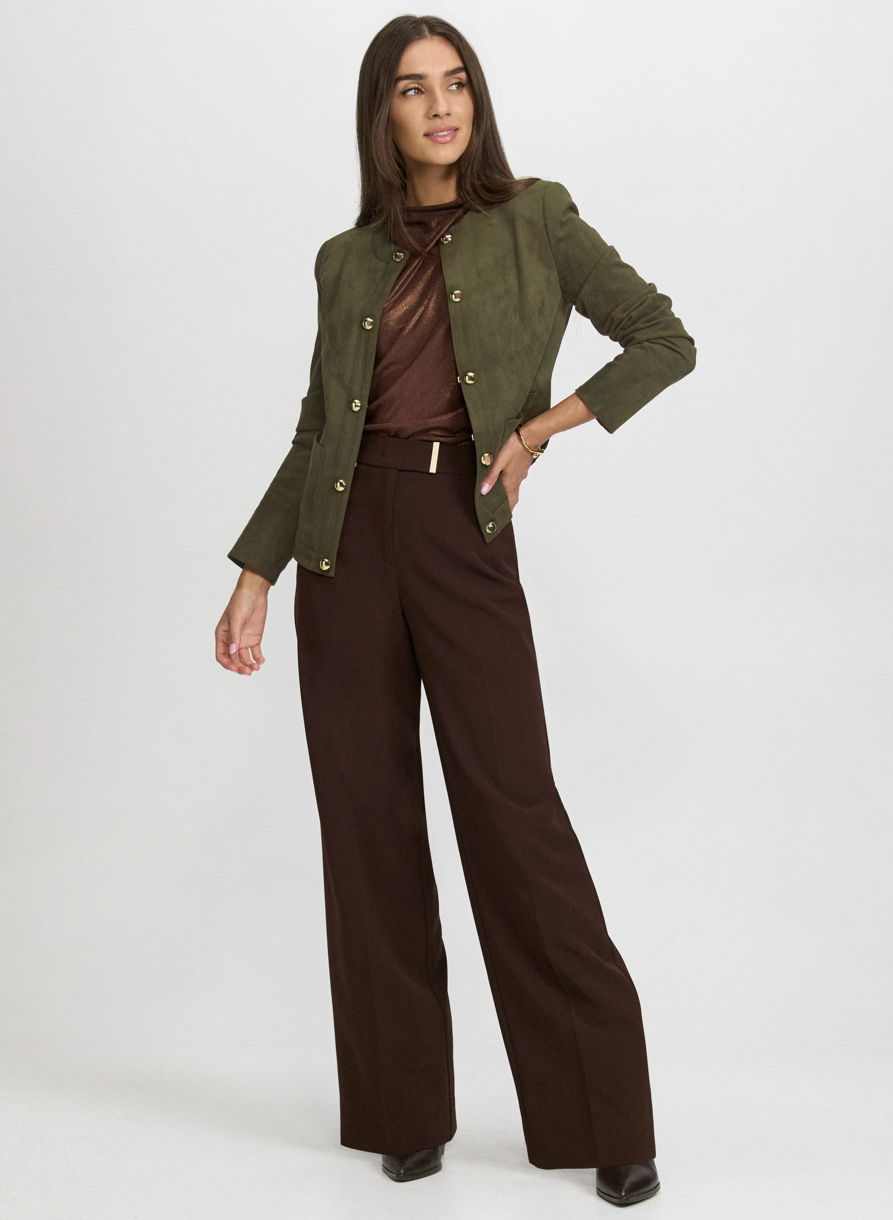 Faux-Suede Dome Button Jacket - Image 3