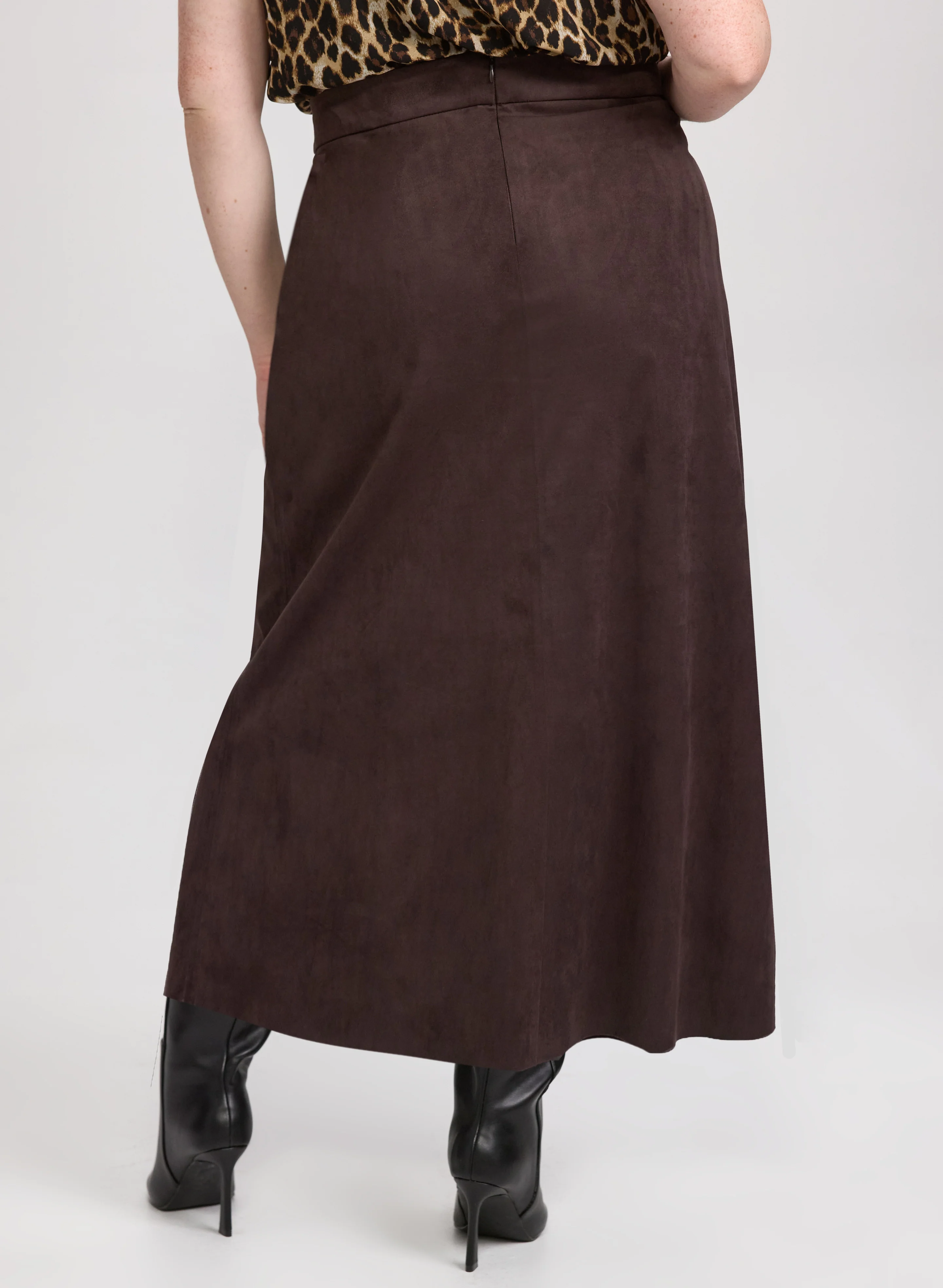 Faux-Suede Midi Skirt - Image 4