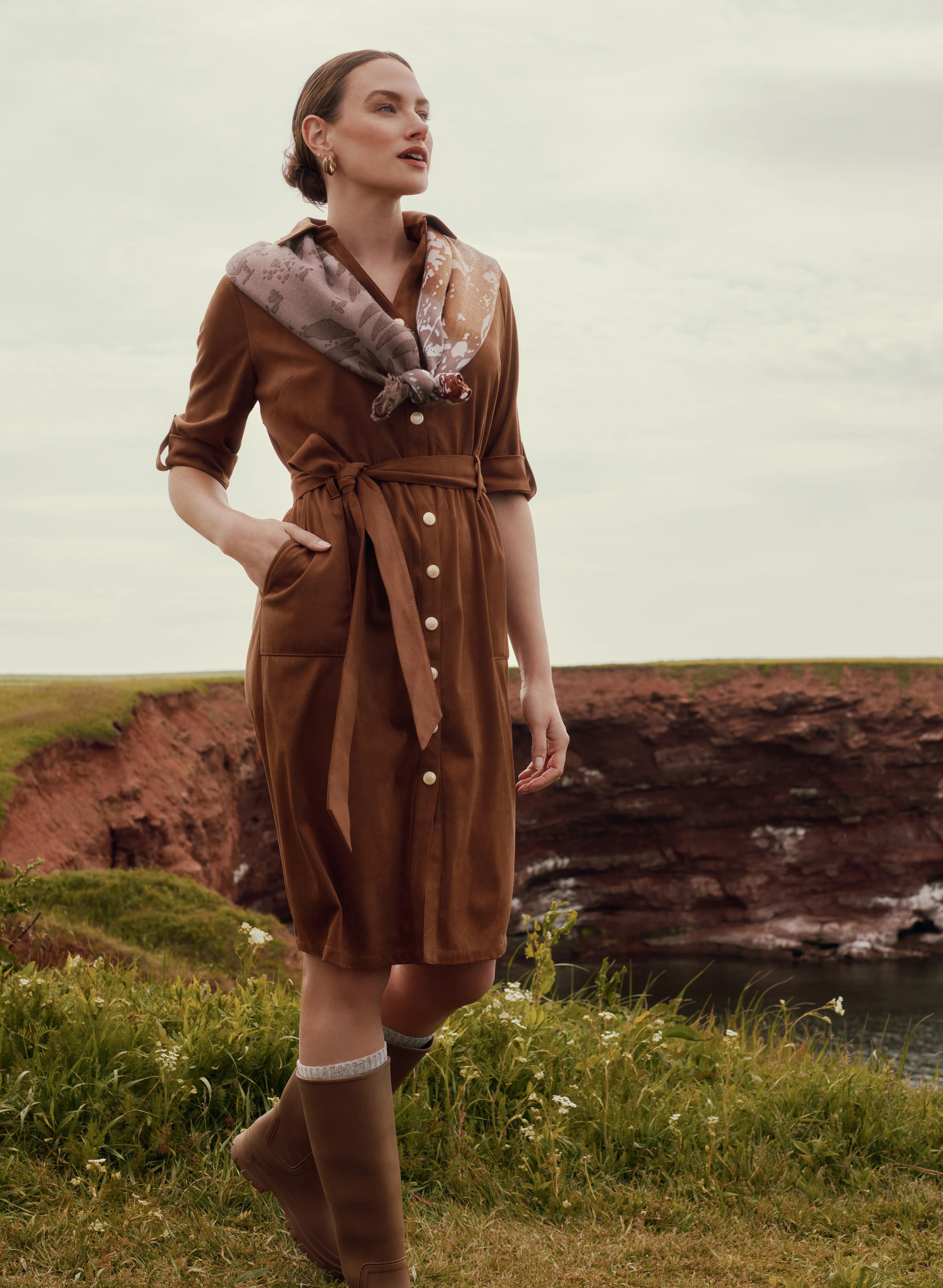 Faux-Suede Shirt Dress - Image 2