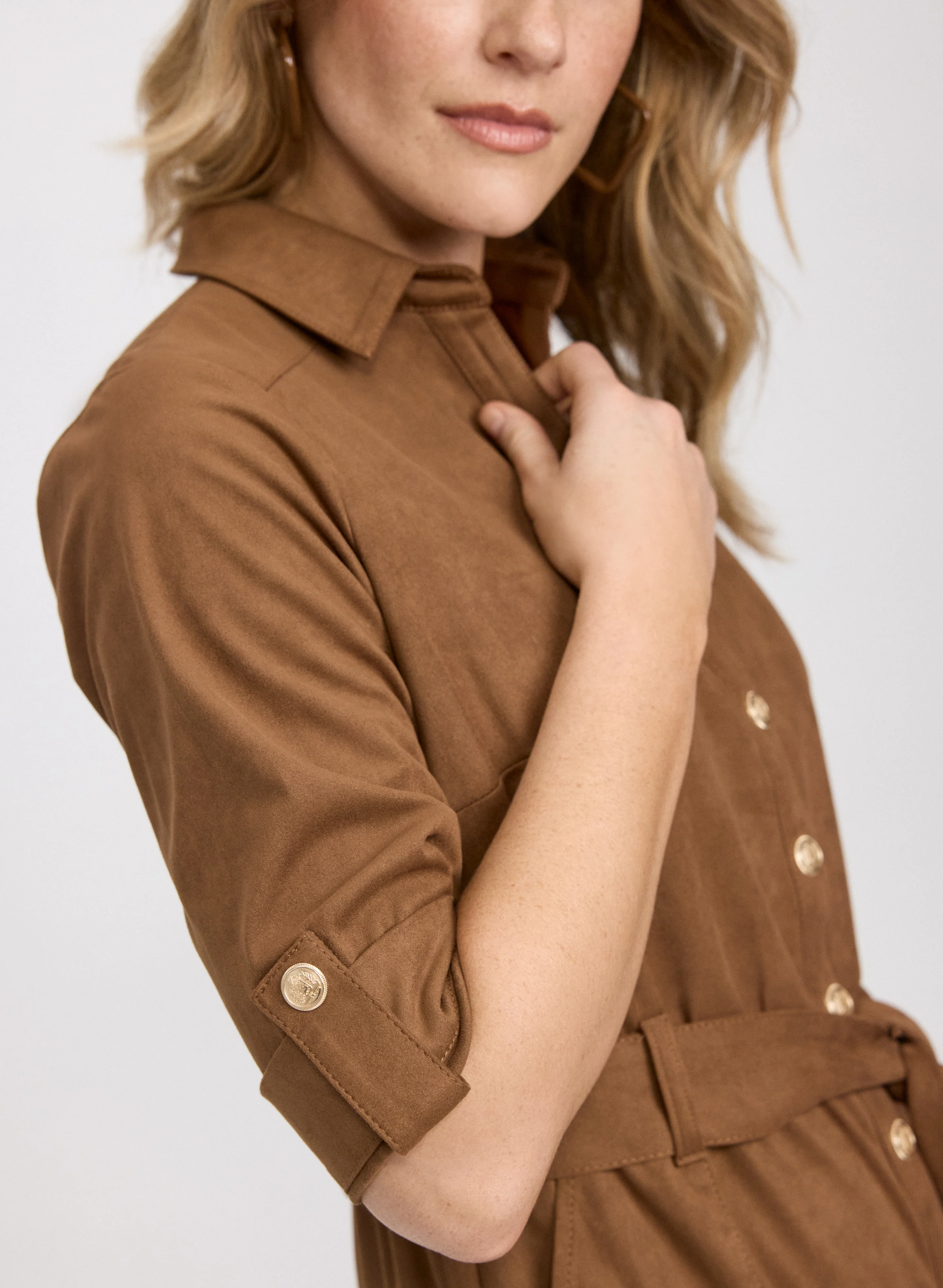 Faux-Suede Shirt Dress - Image 6