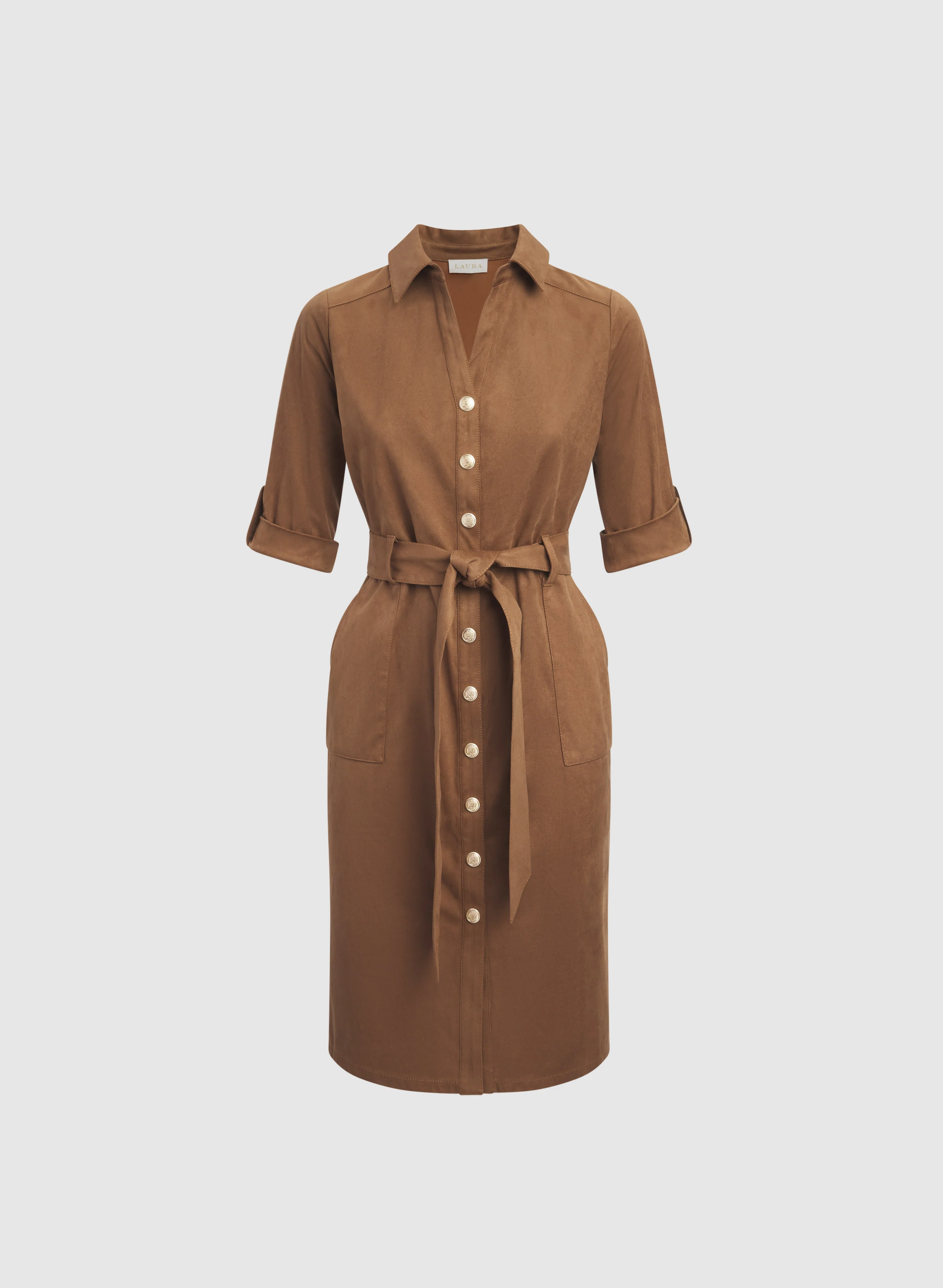 Faux-Suede Shirt Dress - Image 7