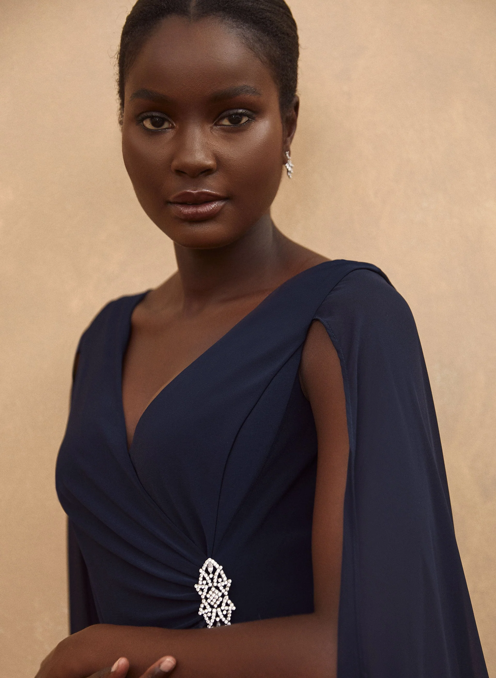 Faux Wrap Cape Dress - Image 3