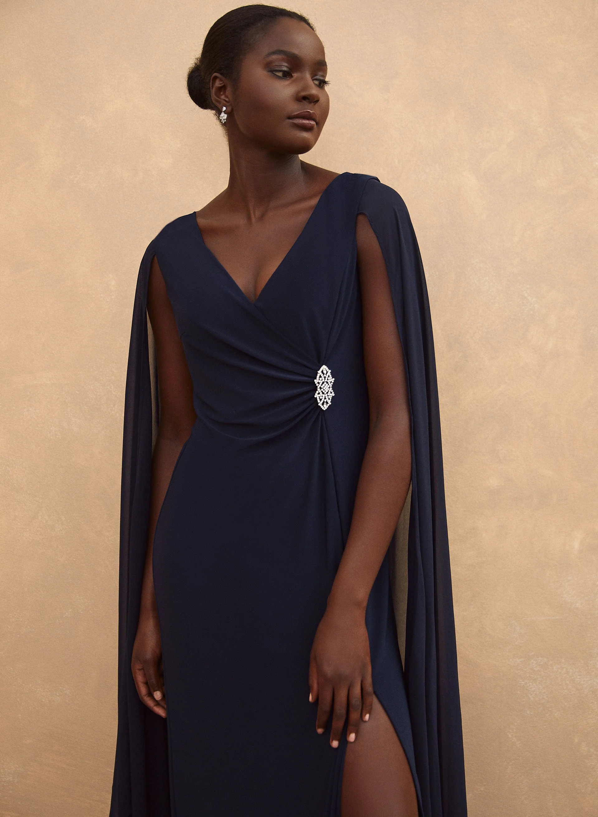 Faux Wrap Cape Dress - Image 4