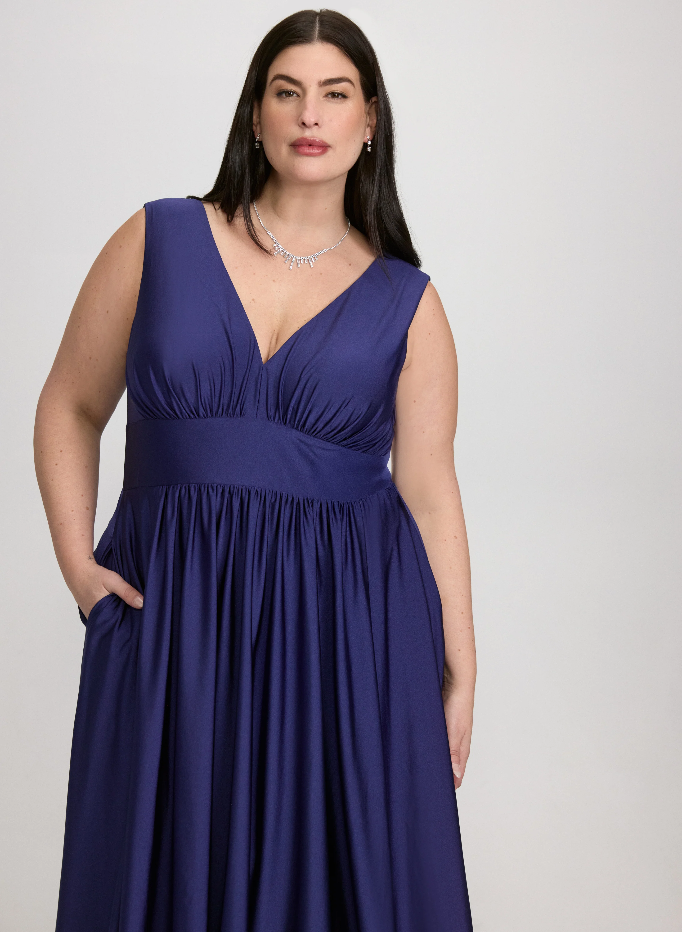 Fit & Flare V-Neck Dress - Image 2