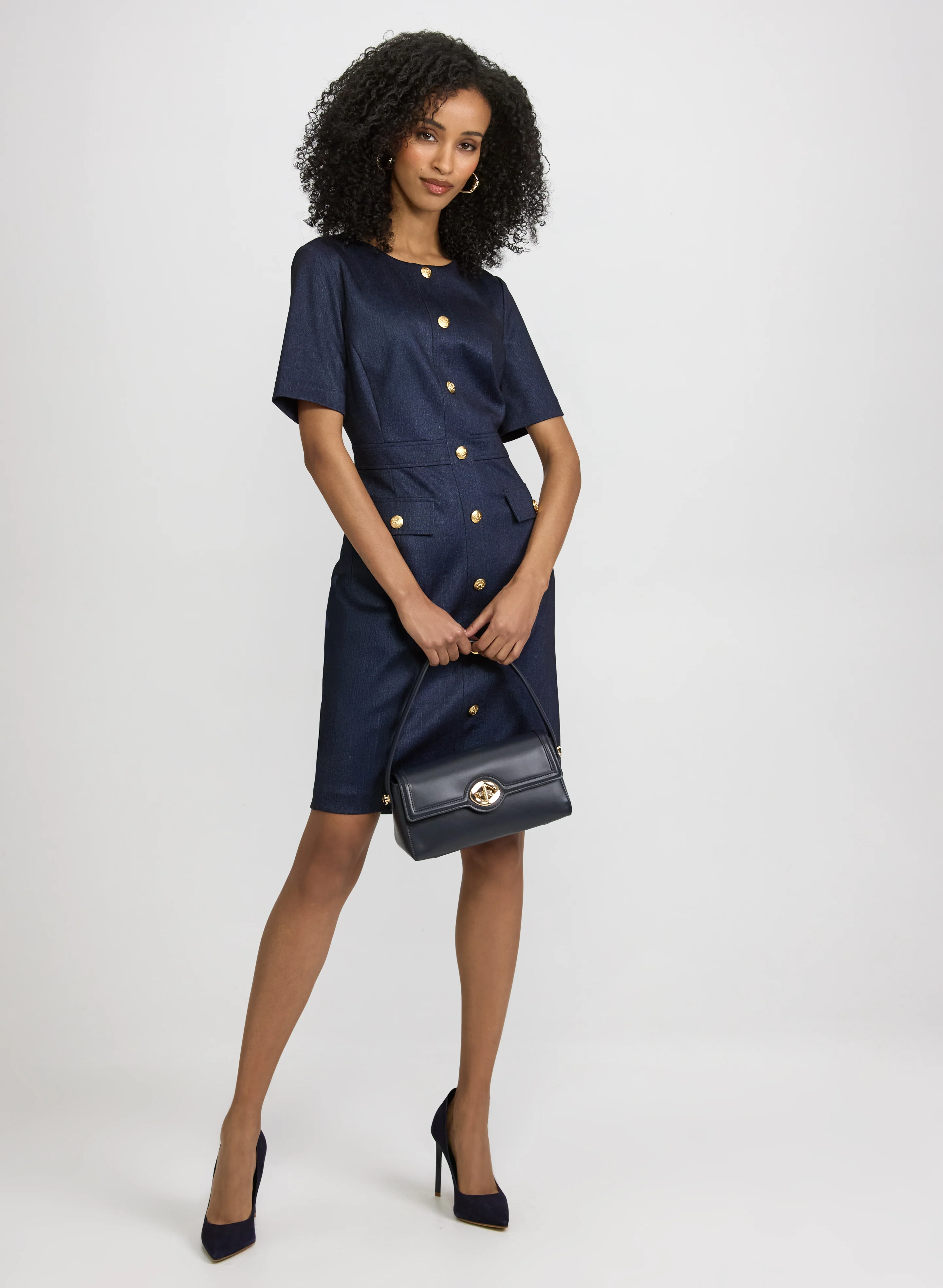 Fitted Denim-Style Dress - Image 2