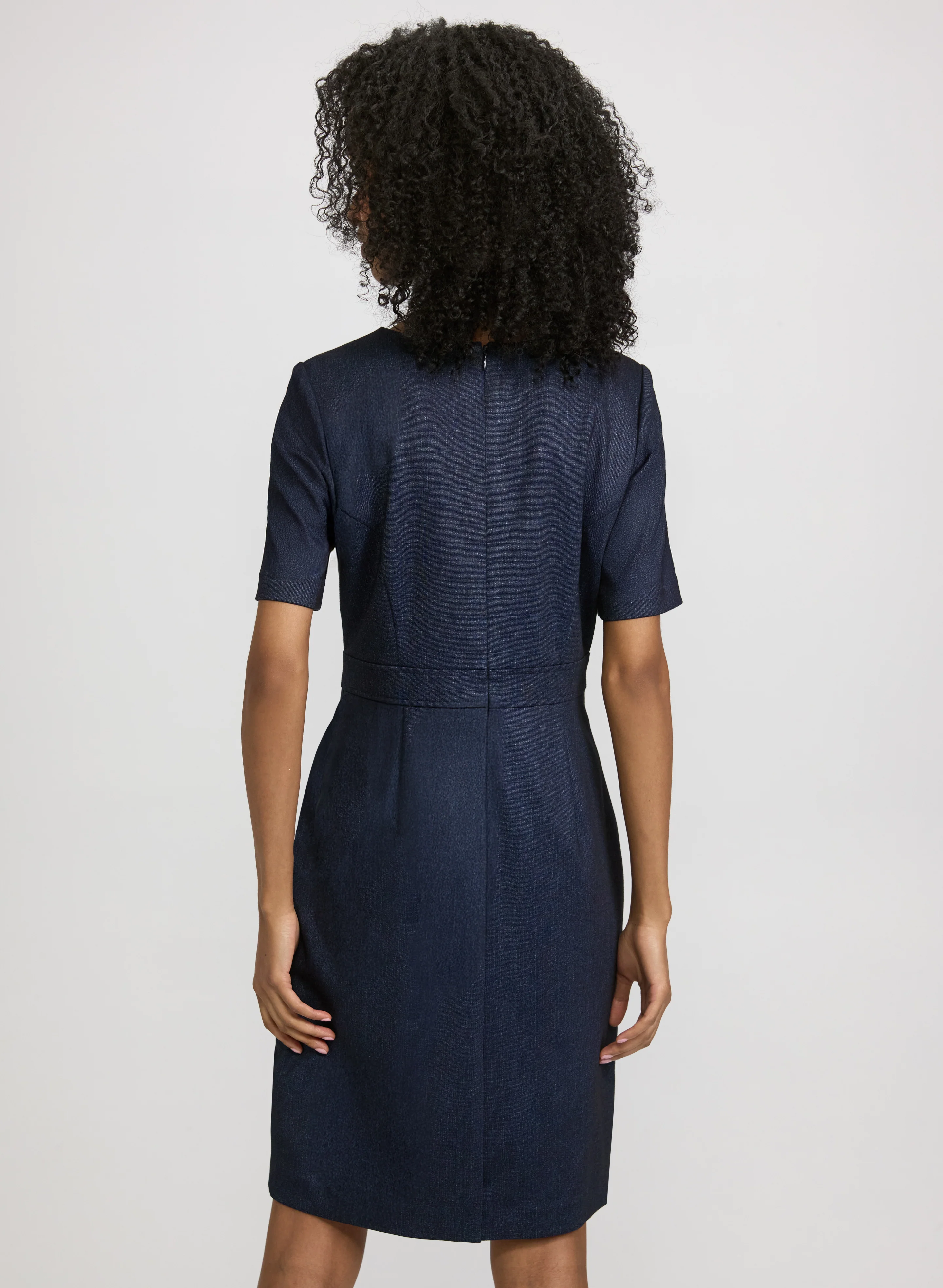 Fitted Denim-Style Dress - Image 3