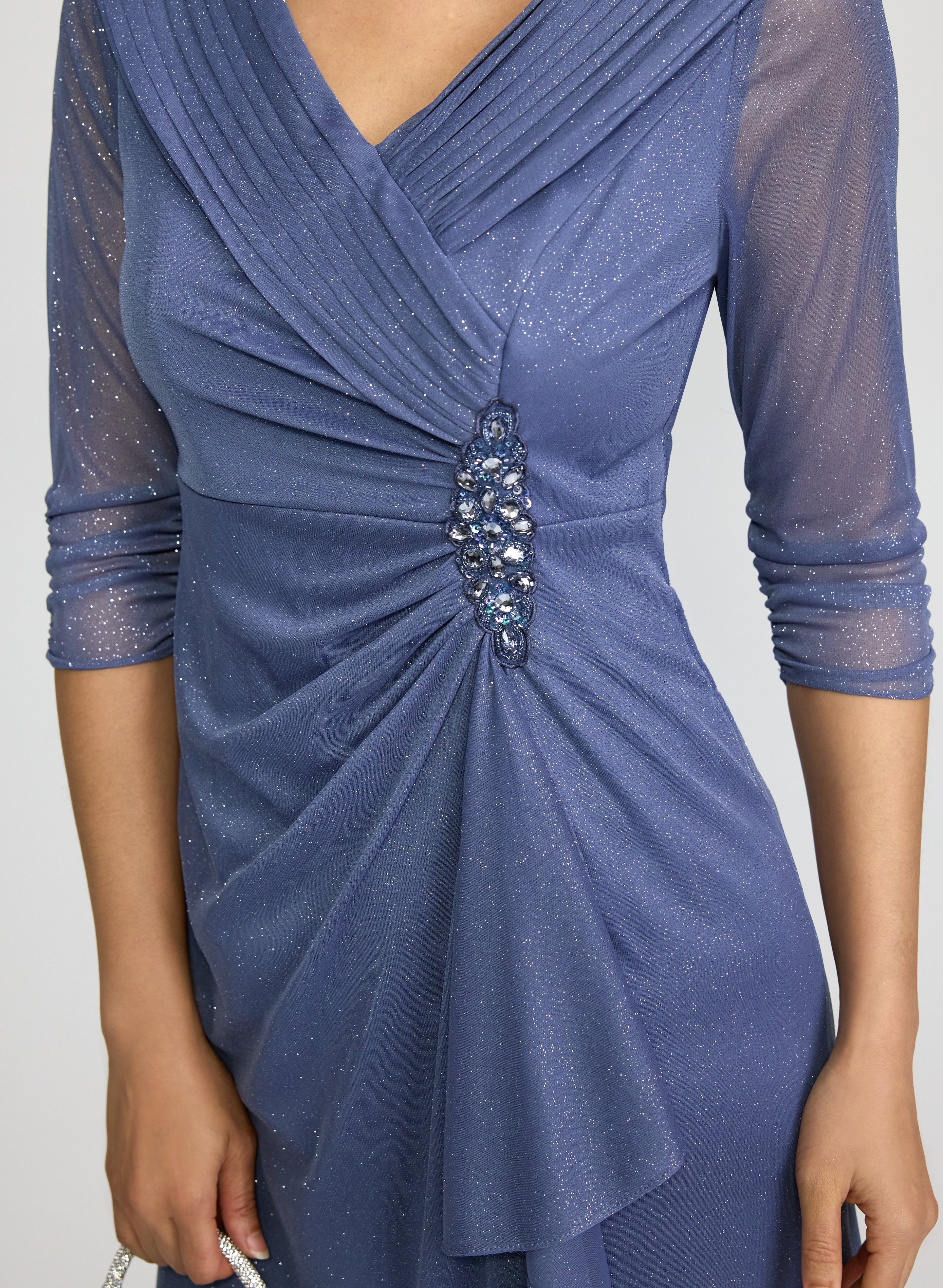Fitted Glitter Mesh Dress - Image 3
