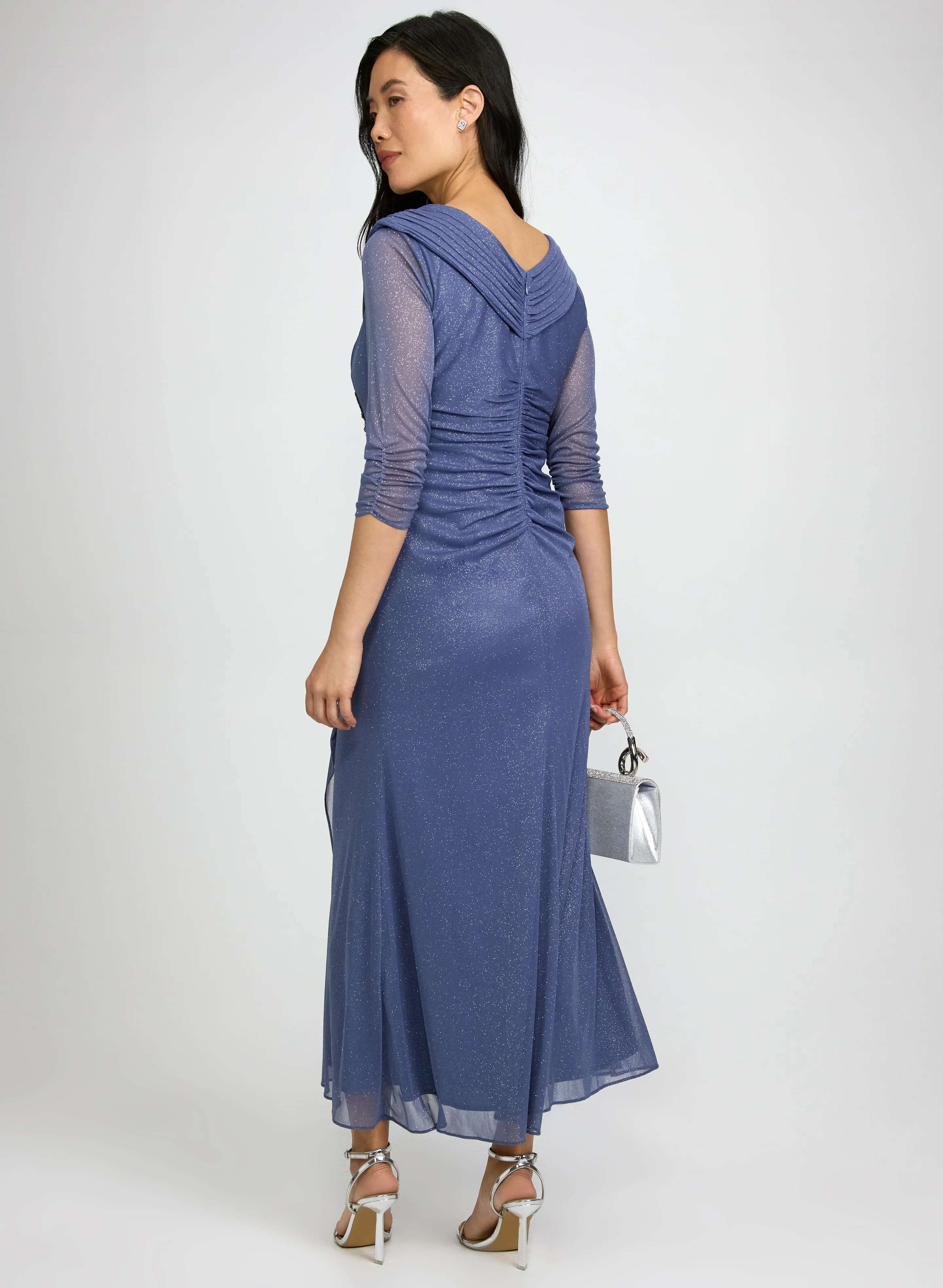 Fitted Glitter Mesh Dress - Image 4