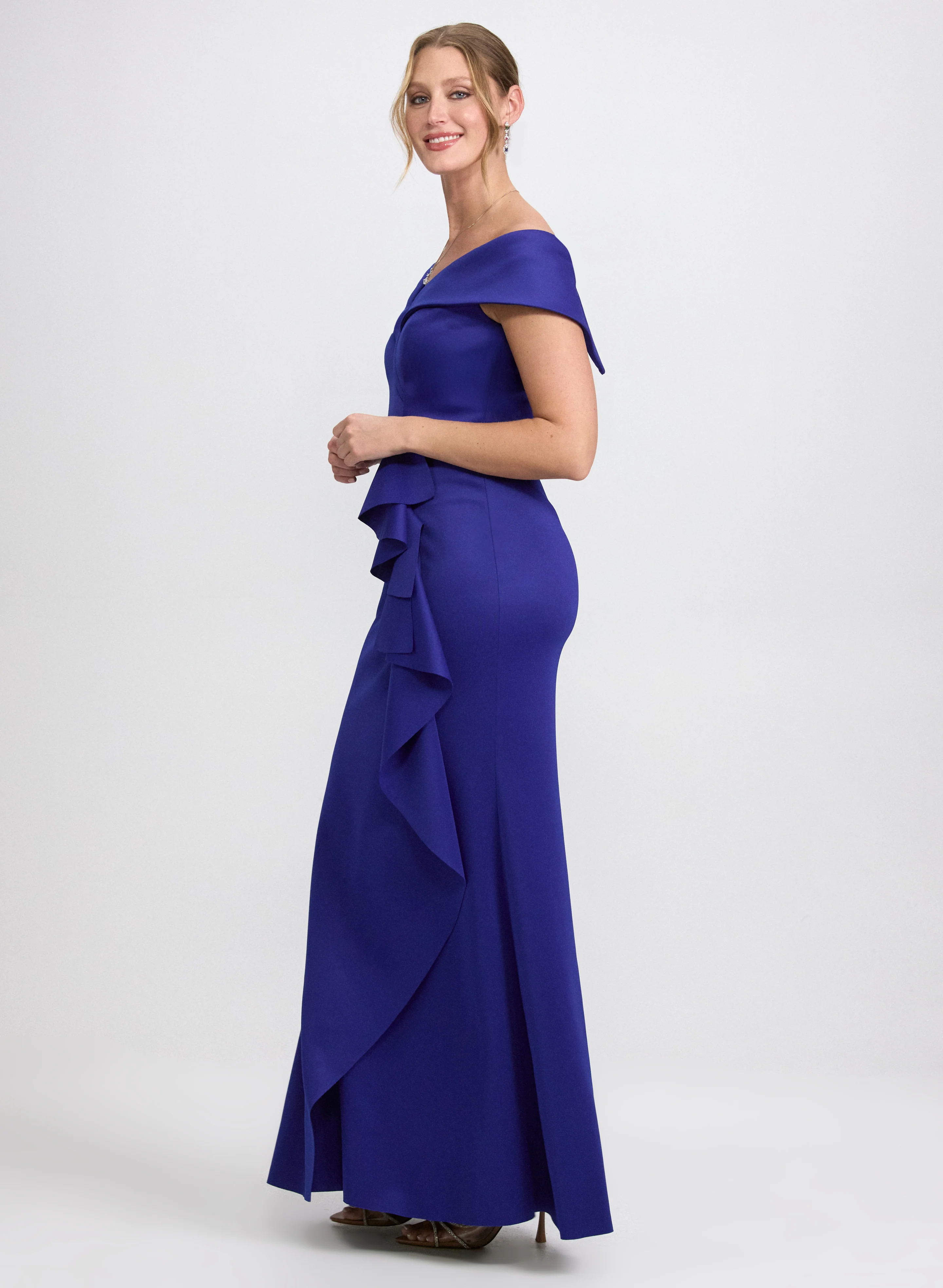 Fitted Ruffle Detail Dress - Image 2