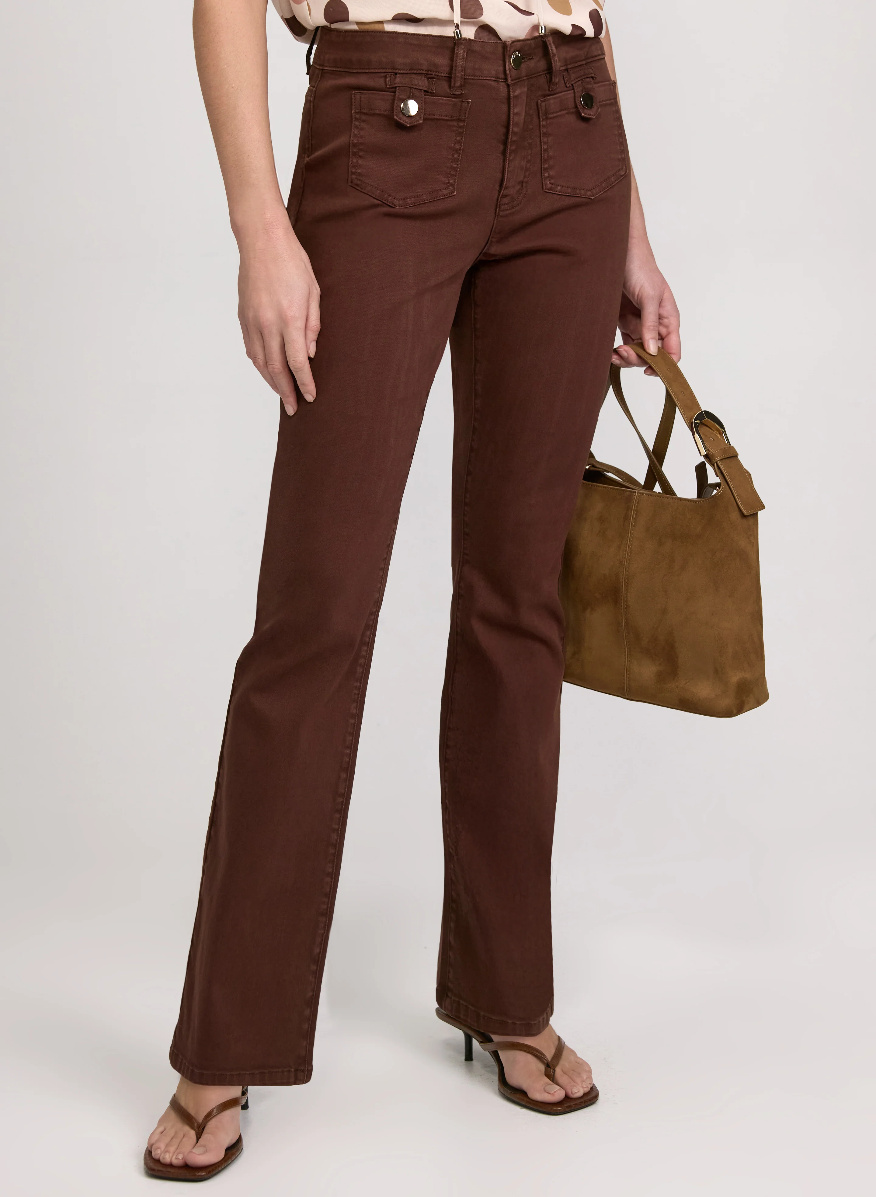 Flare-Leg Patch Pocket Jeans