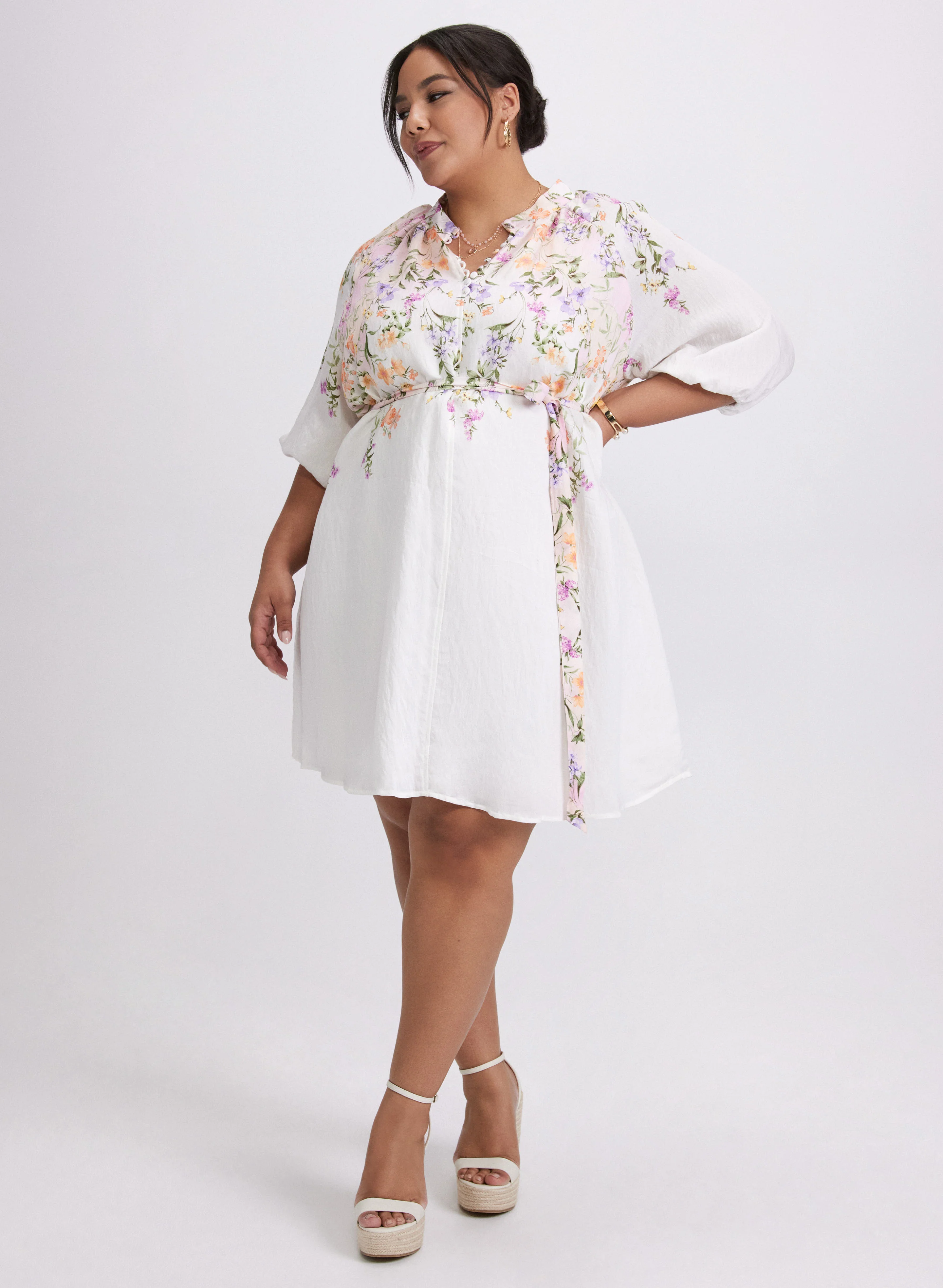 Floral 3/4 Sleeve Dress - Image 4