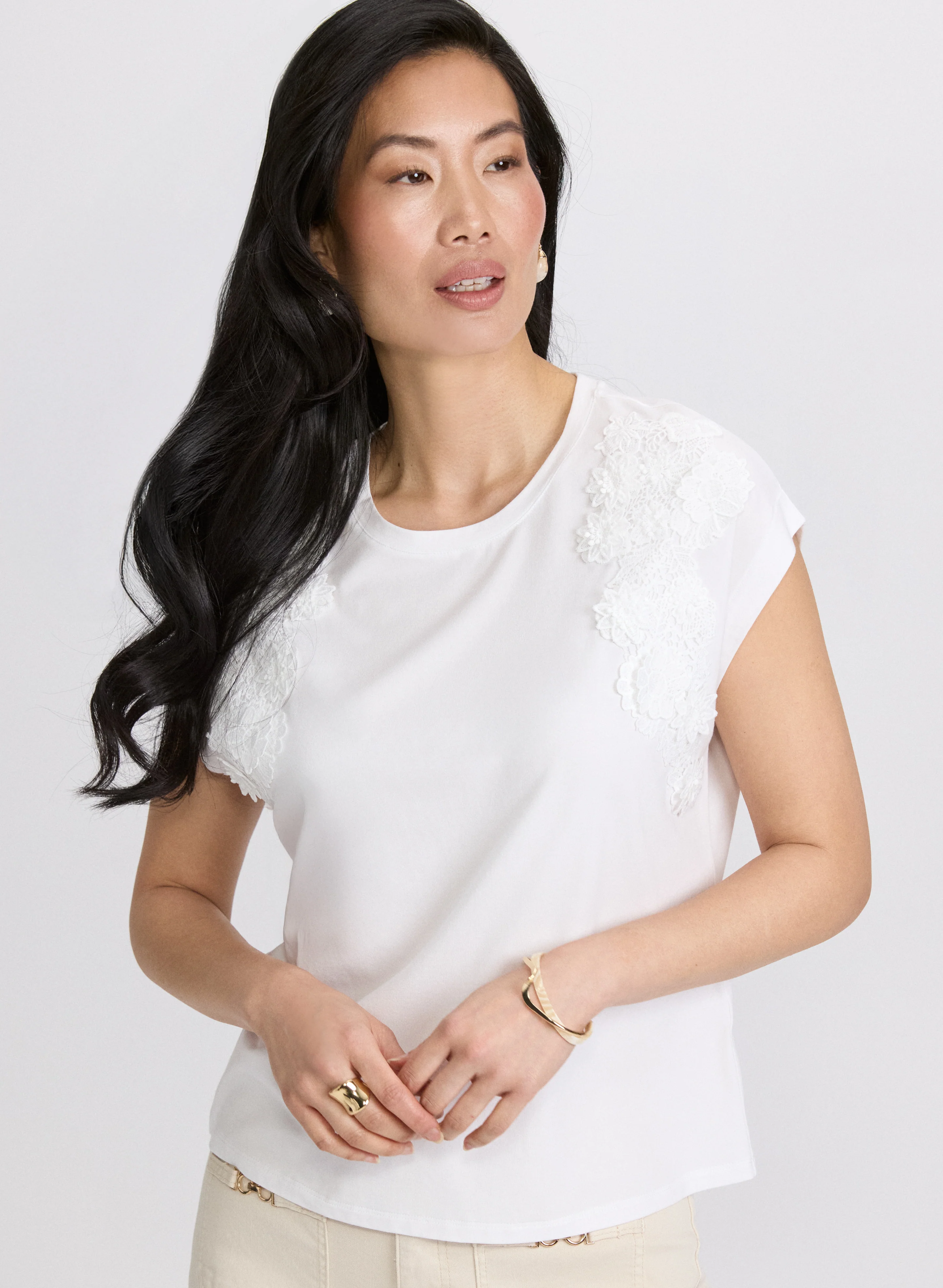 Floral Appliqué T-Shirt - Image 5