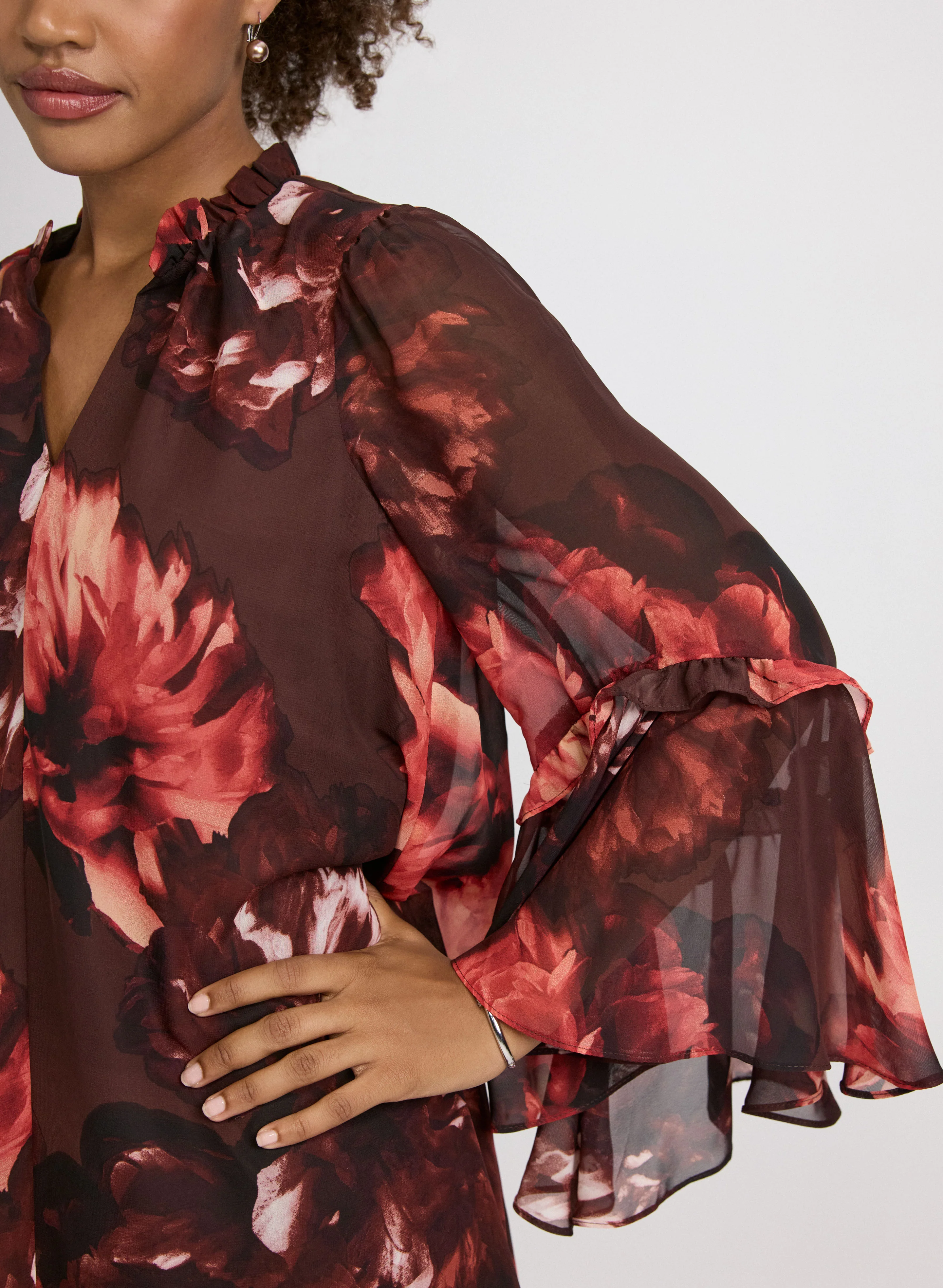 Floral Bell Sleeve Dress - Image 5