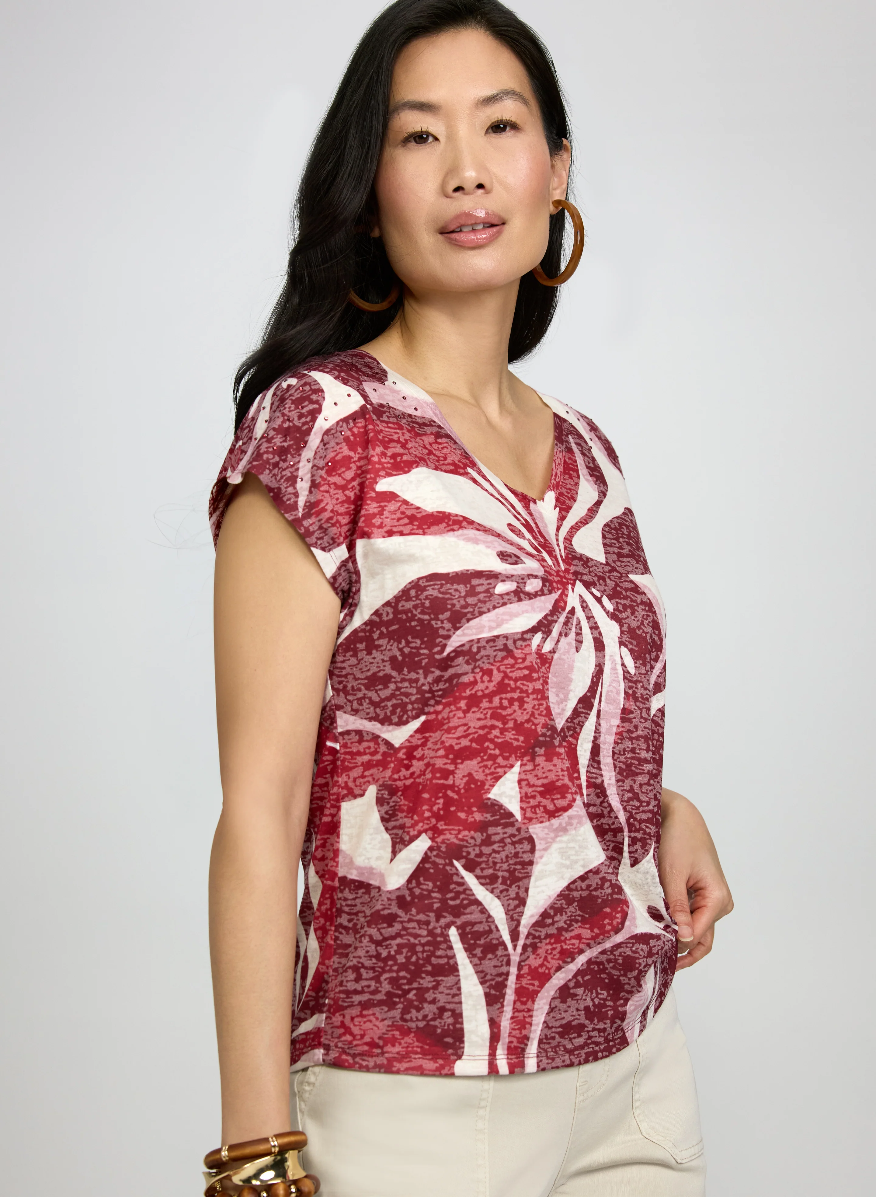 Floral Cap Sleeve T-Shirt - Image 6