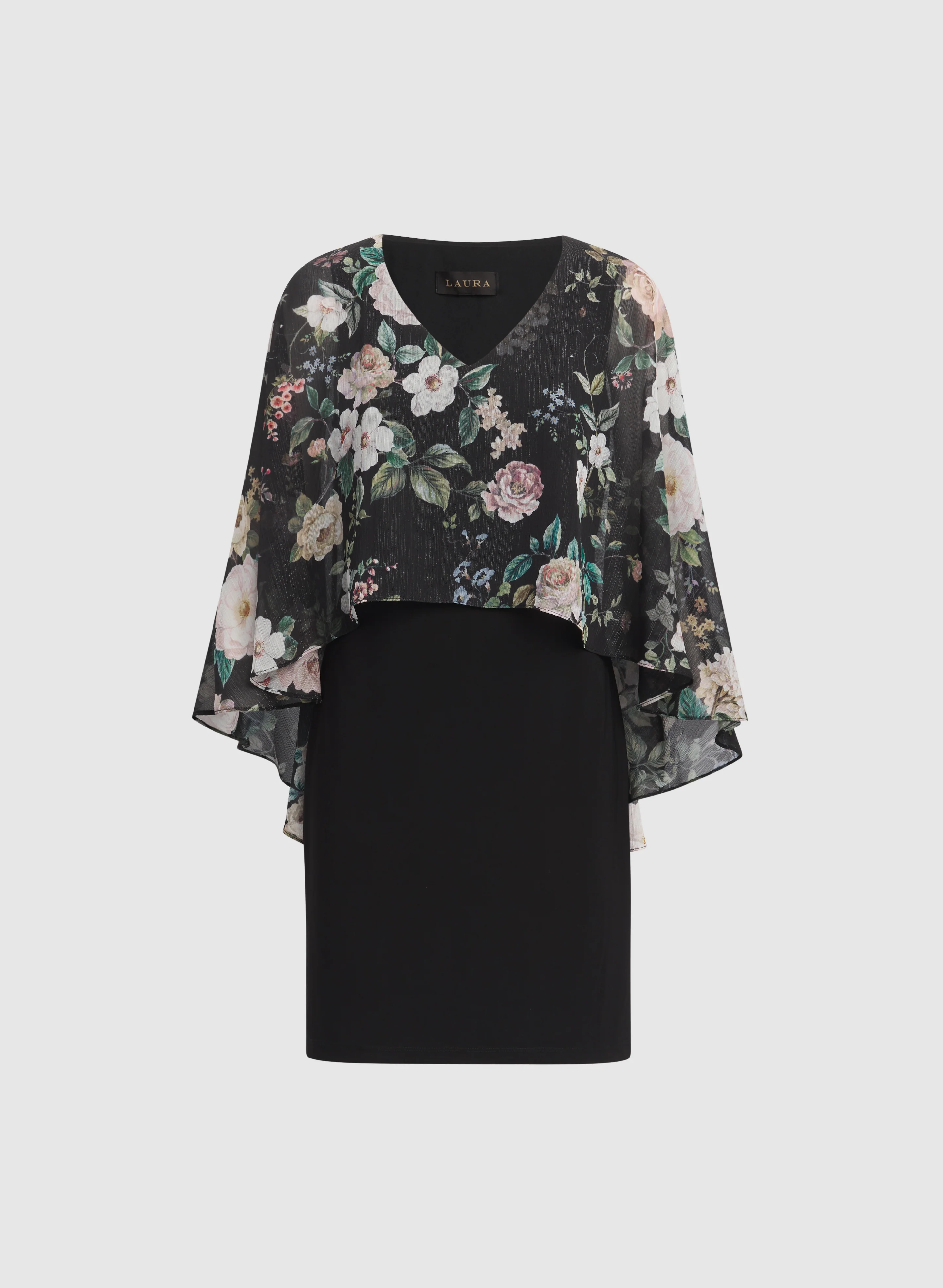 Floral Capelet Overlay Dress - Image 5