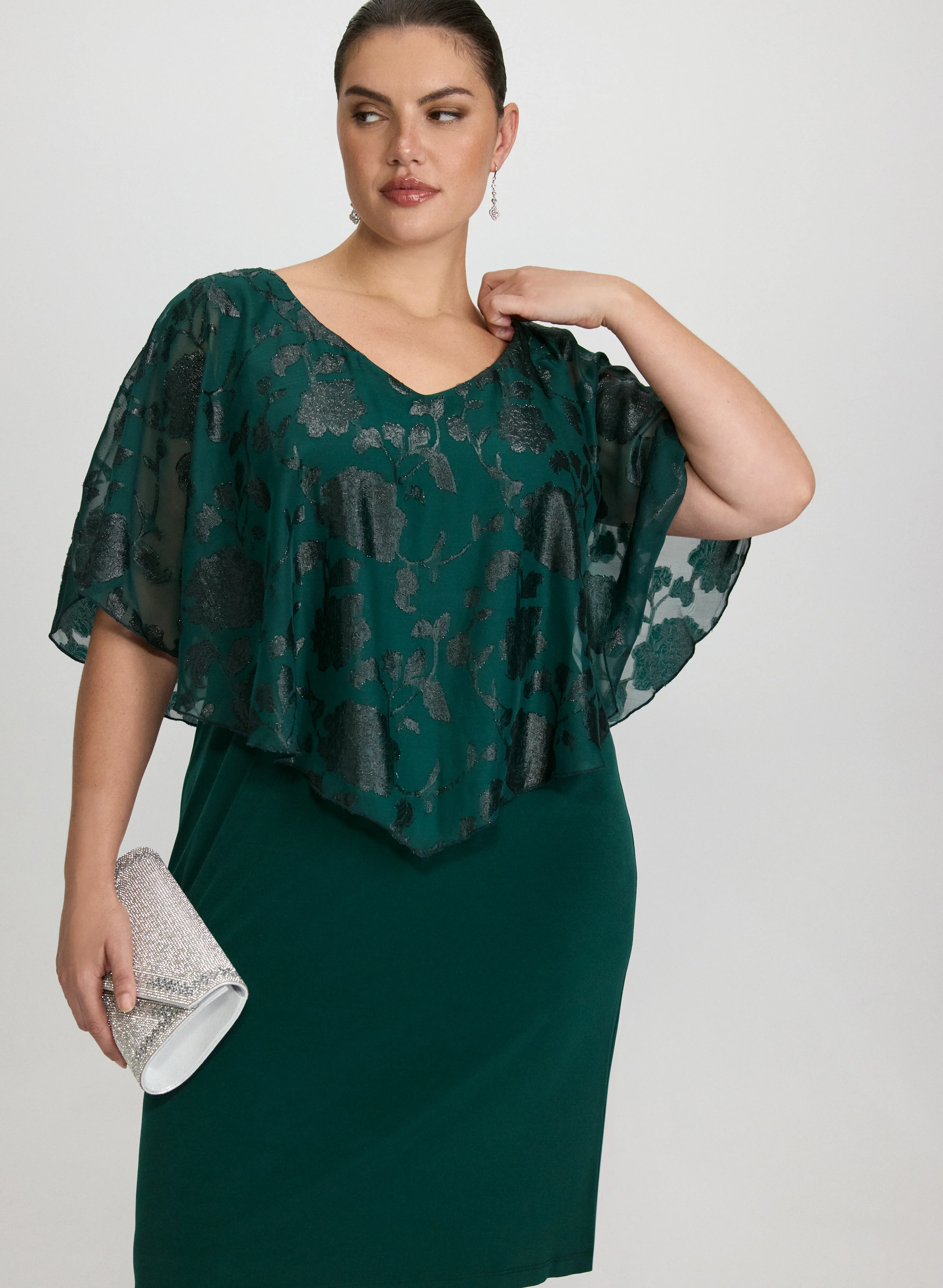 Floral Capelet Overlay Dress - Image 2