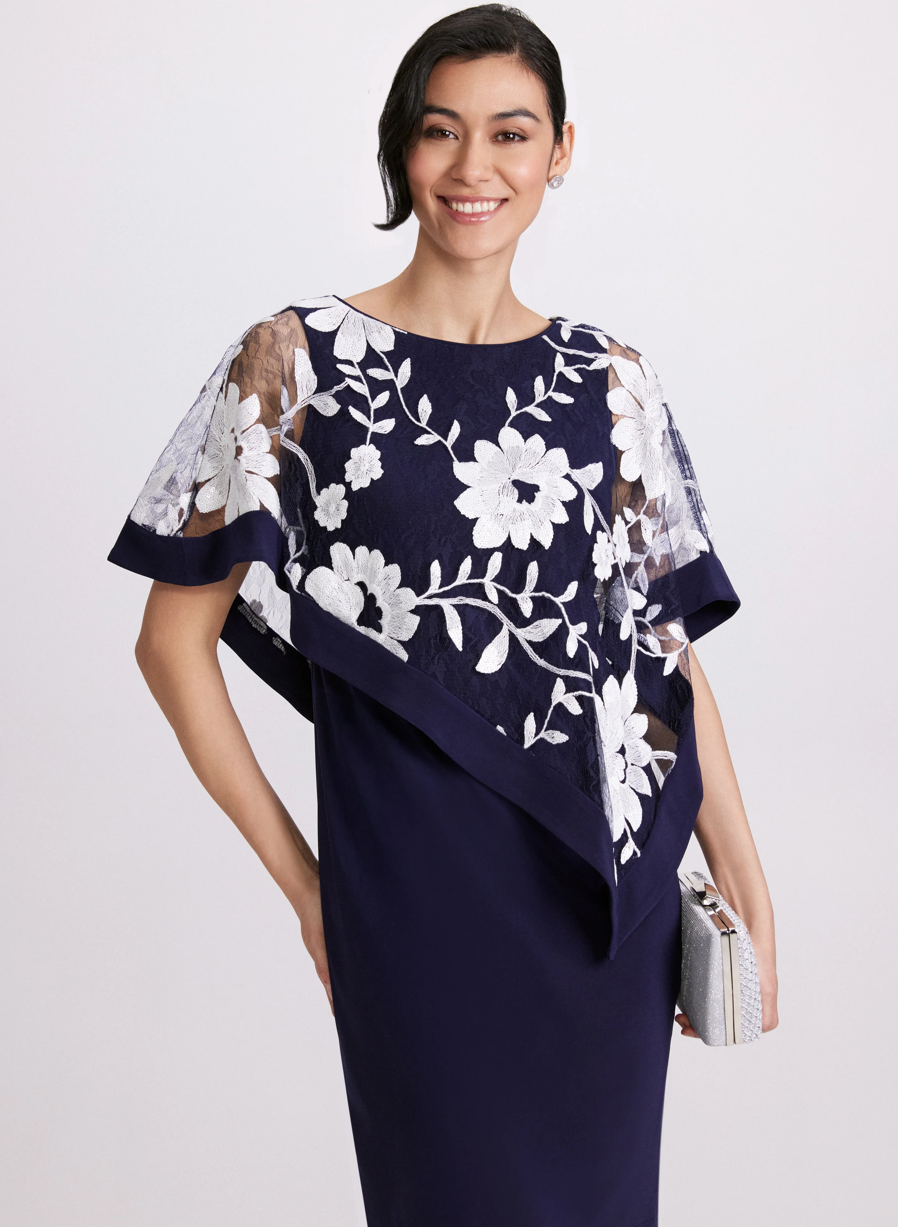 Floral Capelet Sheath Dress - Image 4