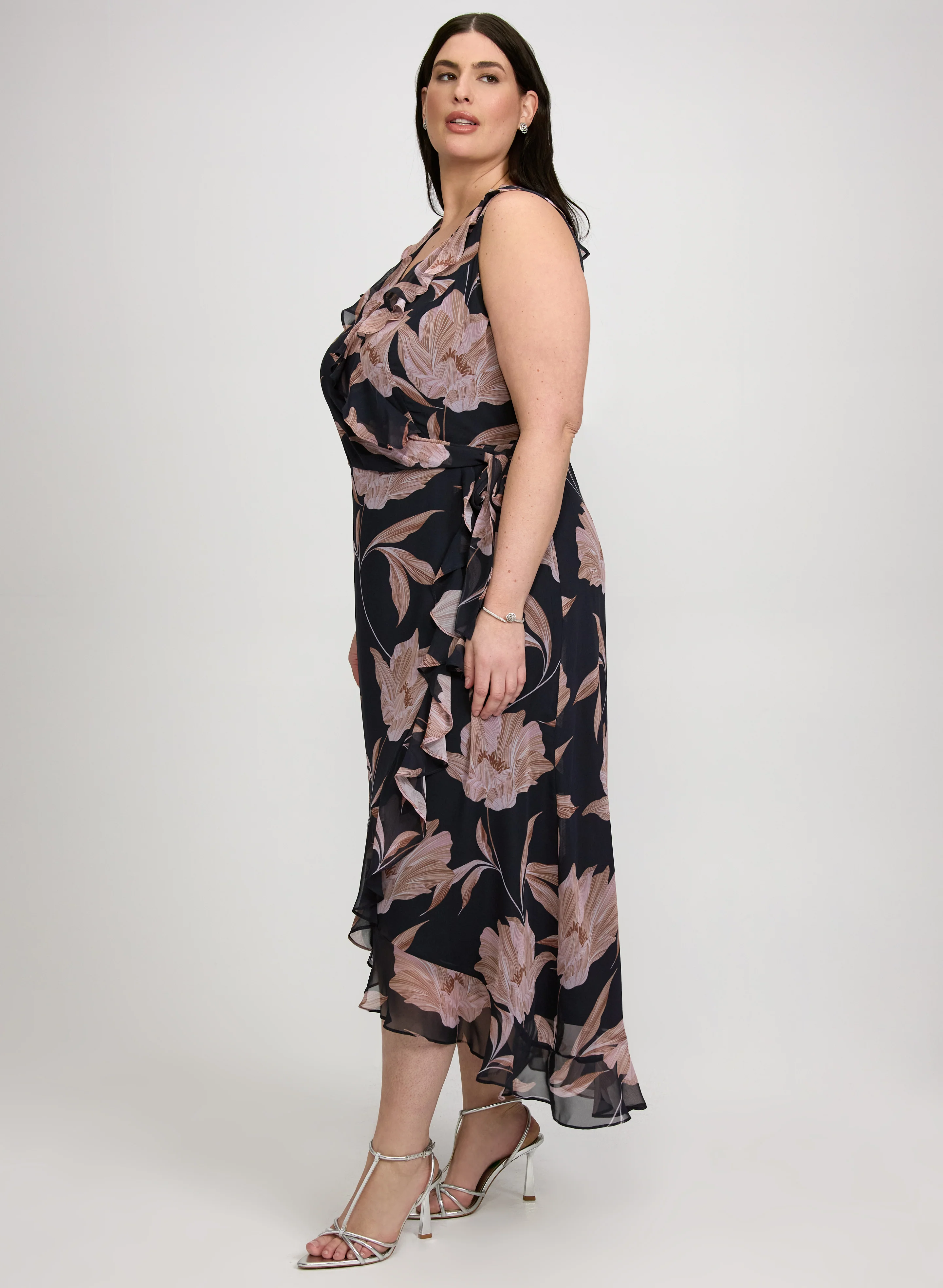 Floral Chiffon Midi Dress - Image 3