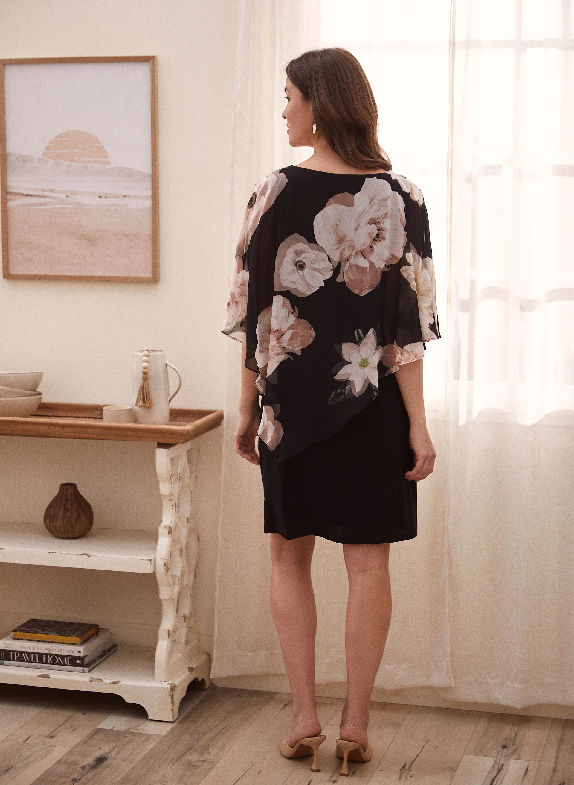 Floral Chiffon Poncho Dress - Image 3