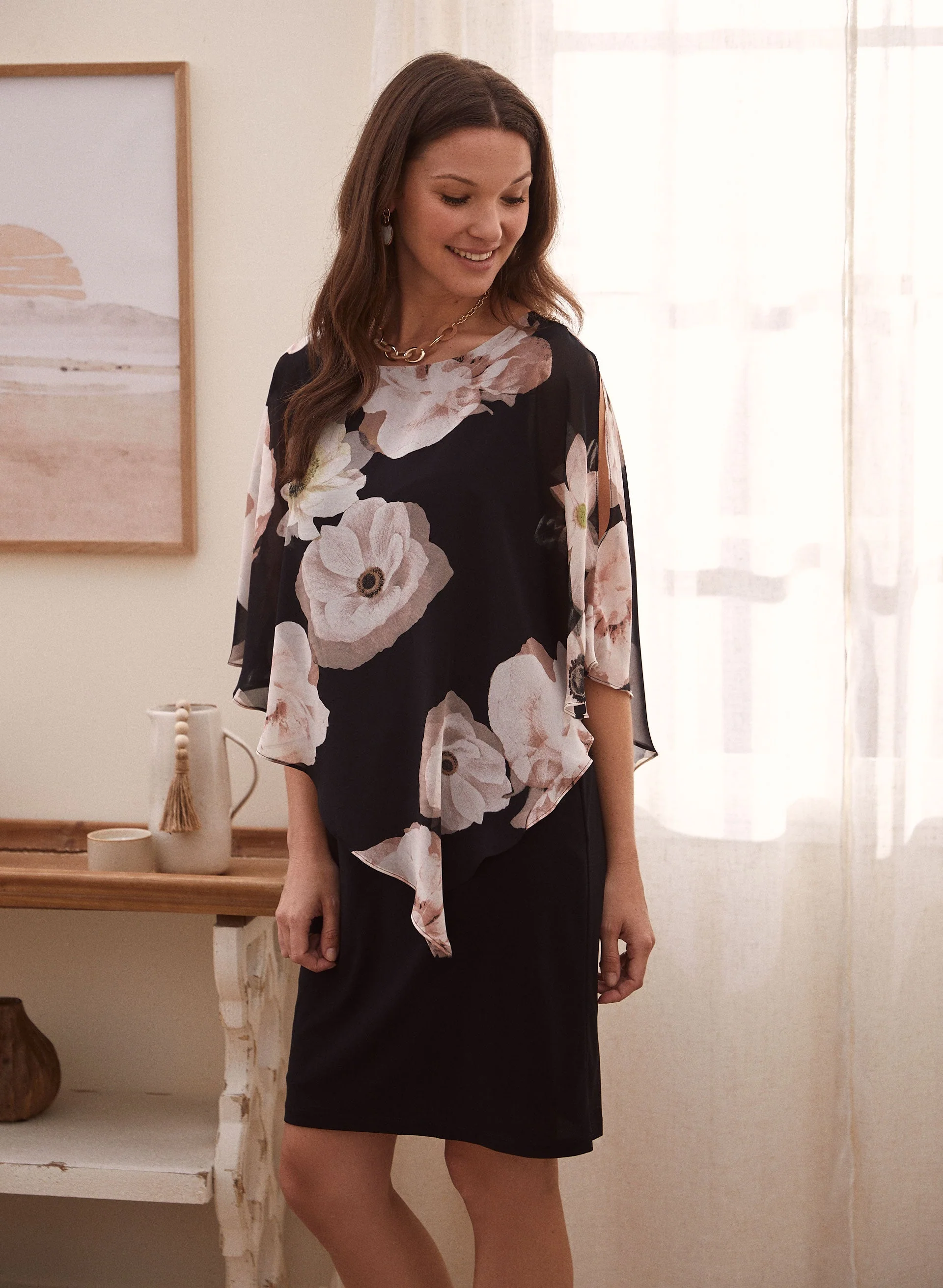 Floral Chiffon Poncho Dress - Image 5