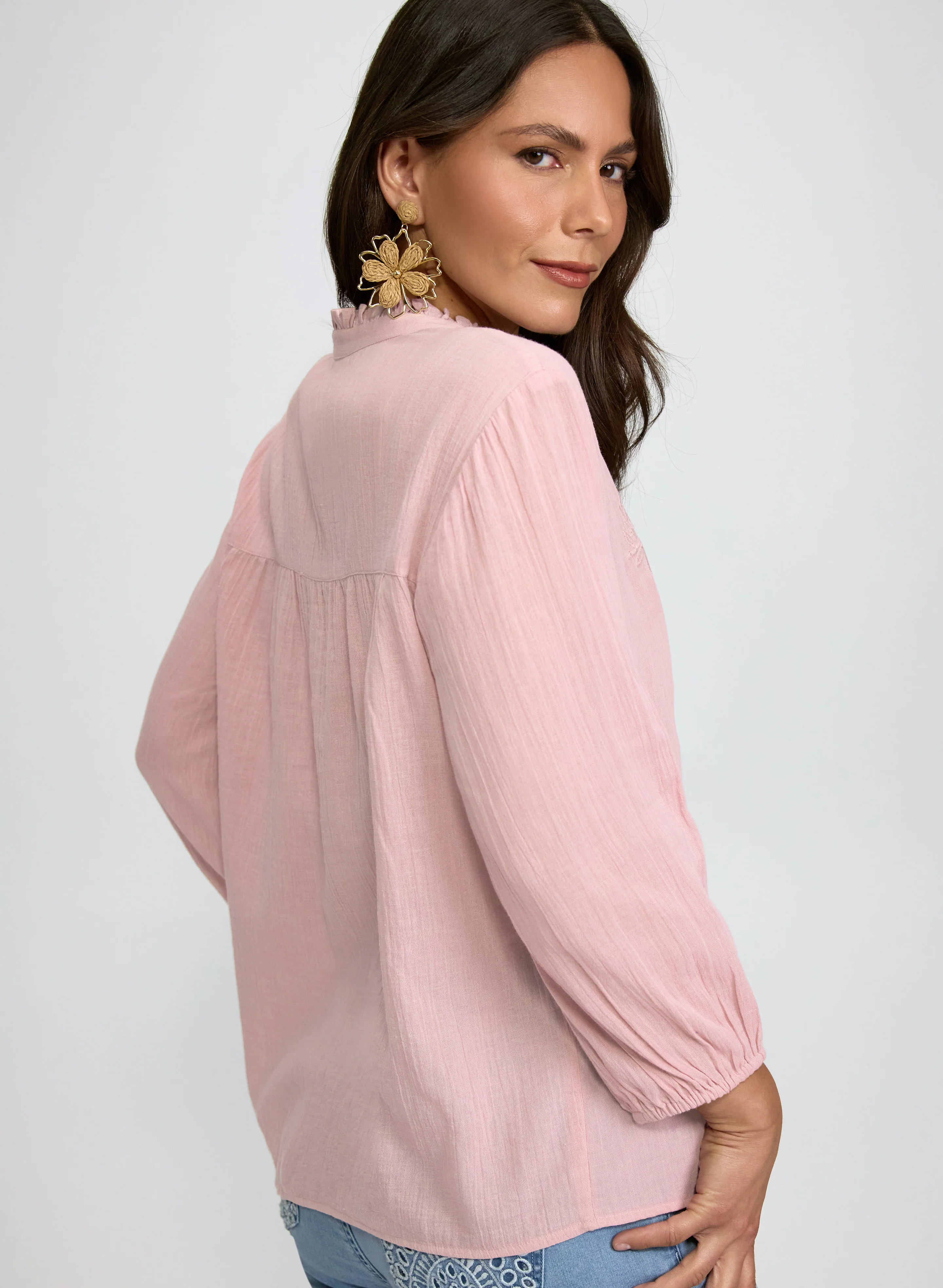 Floral Embroidered Cotton Blouse - Image 2