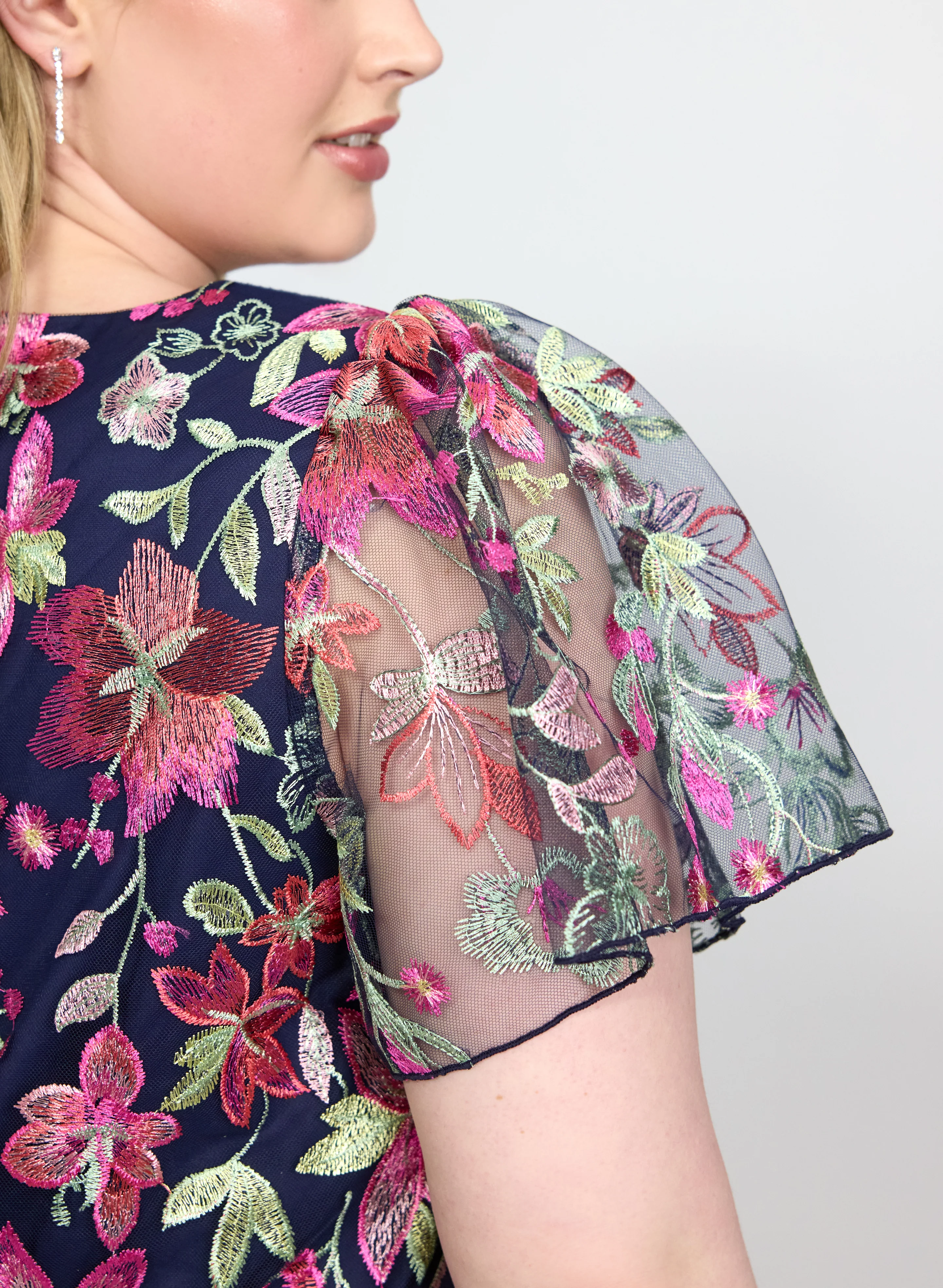 Floral Embroidered Mesh Dress - Image 5
