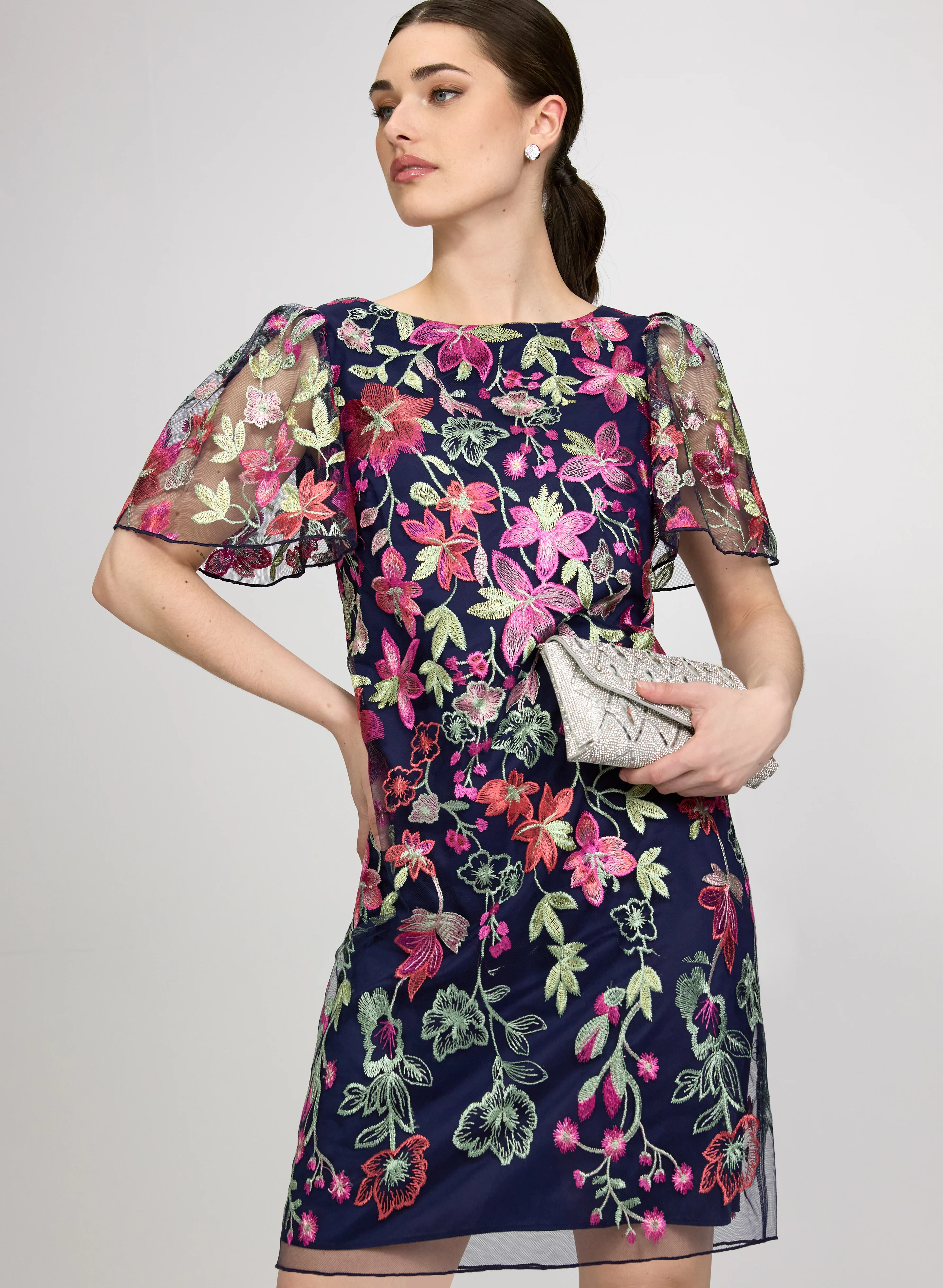 Floral Embroidered Mesh Dress - Image 4