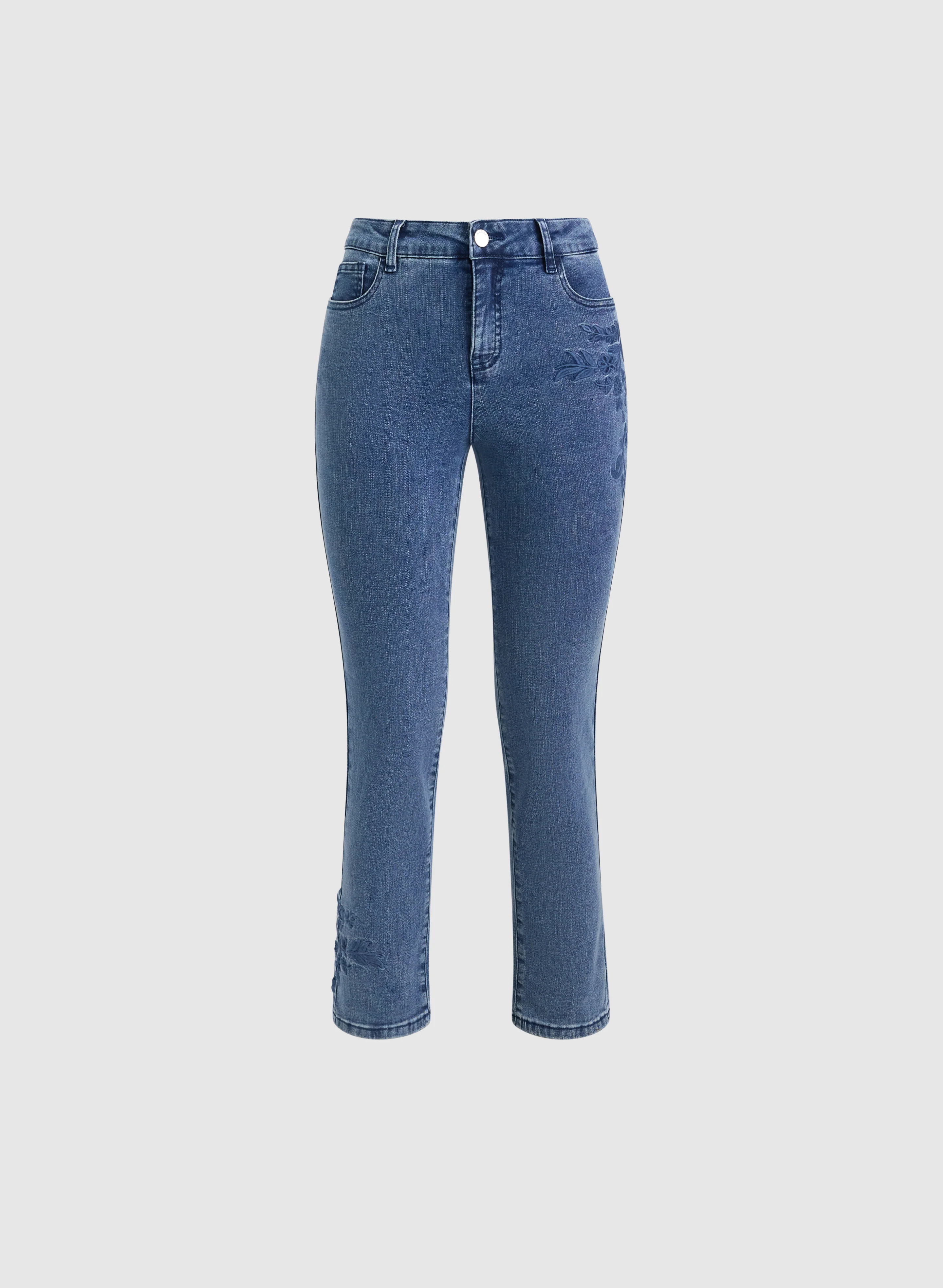 Floral Embroidered Straight-Leg Jeans - Image 6