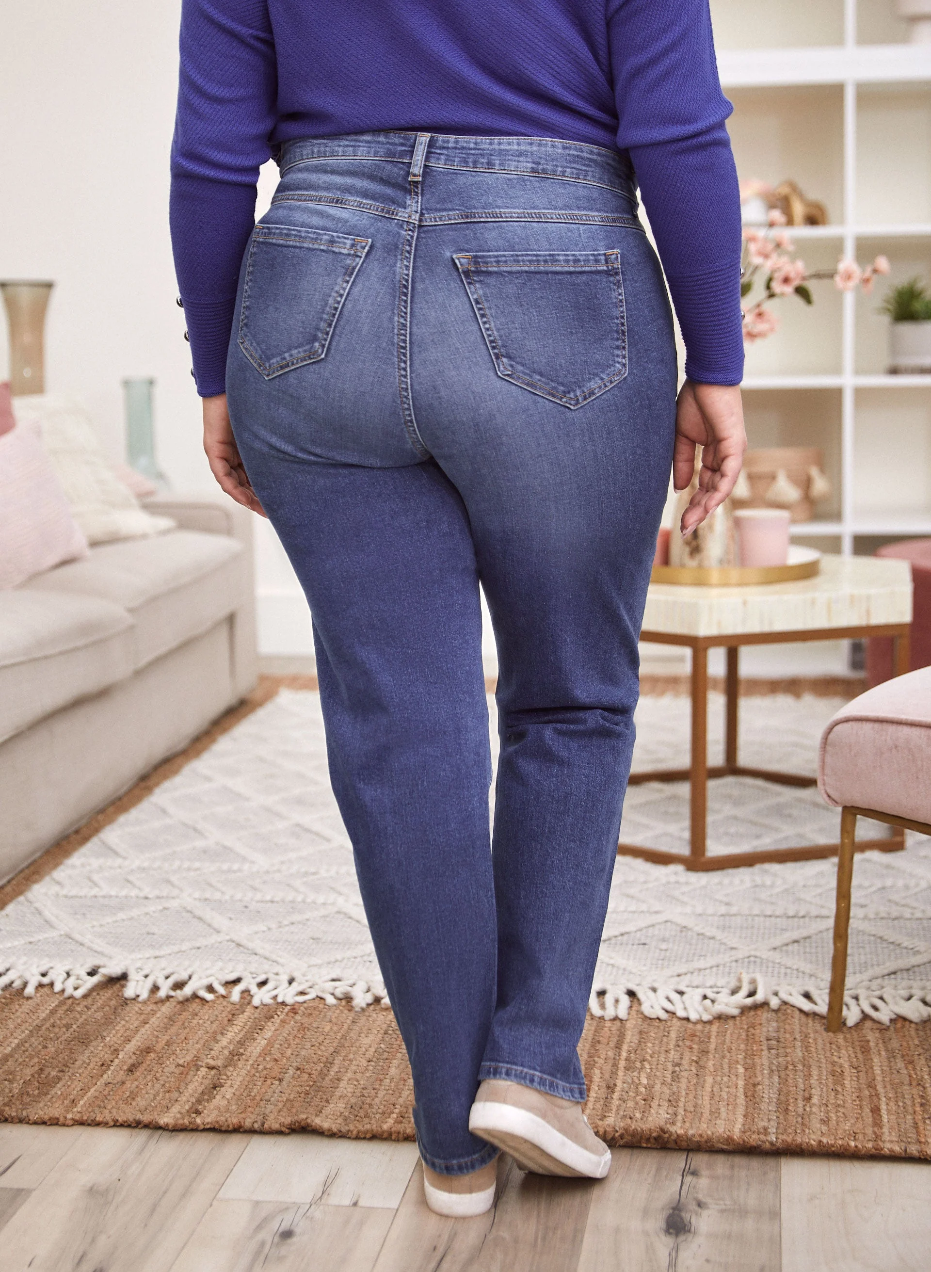 Floral Embroidered Straight Leg Jeans - Image 4