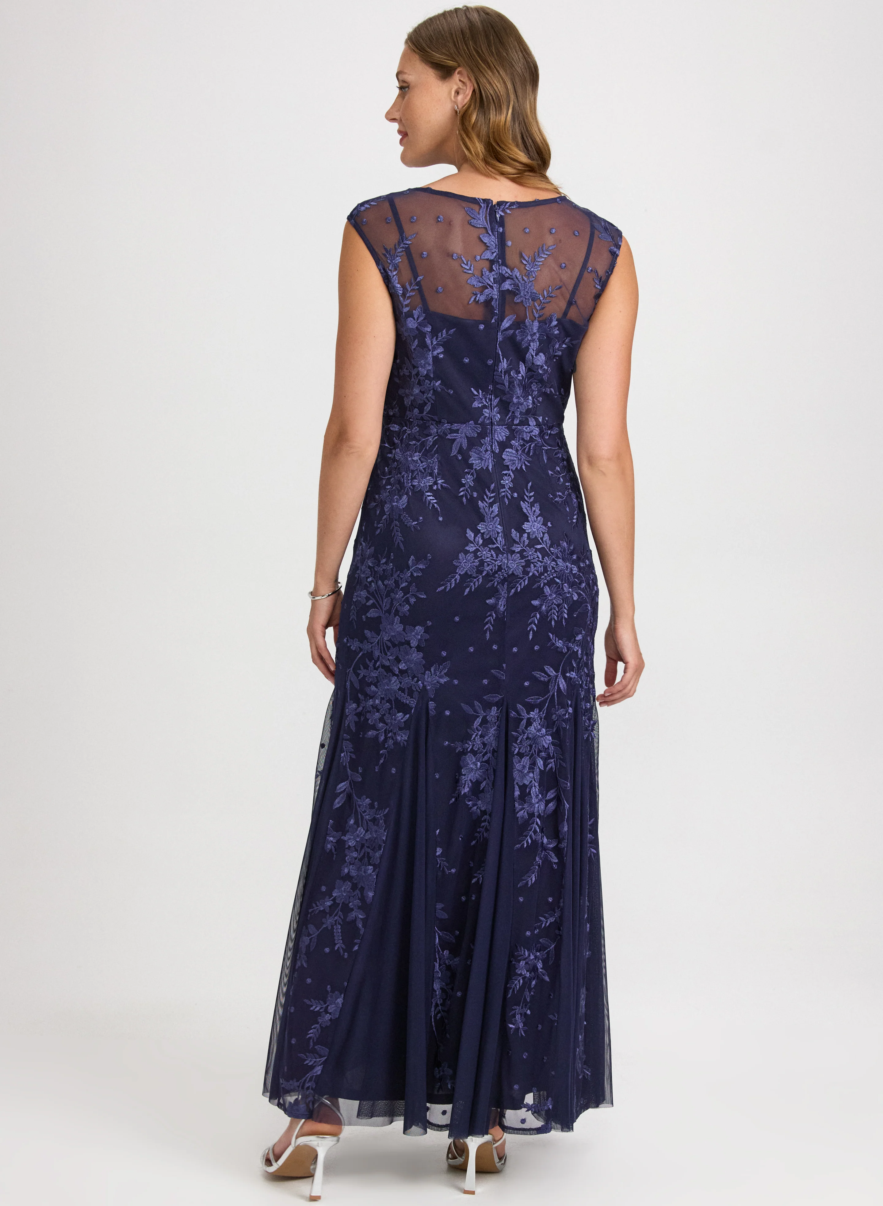 Floral Embroidered Tulle Dress - Image 3