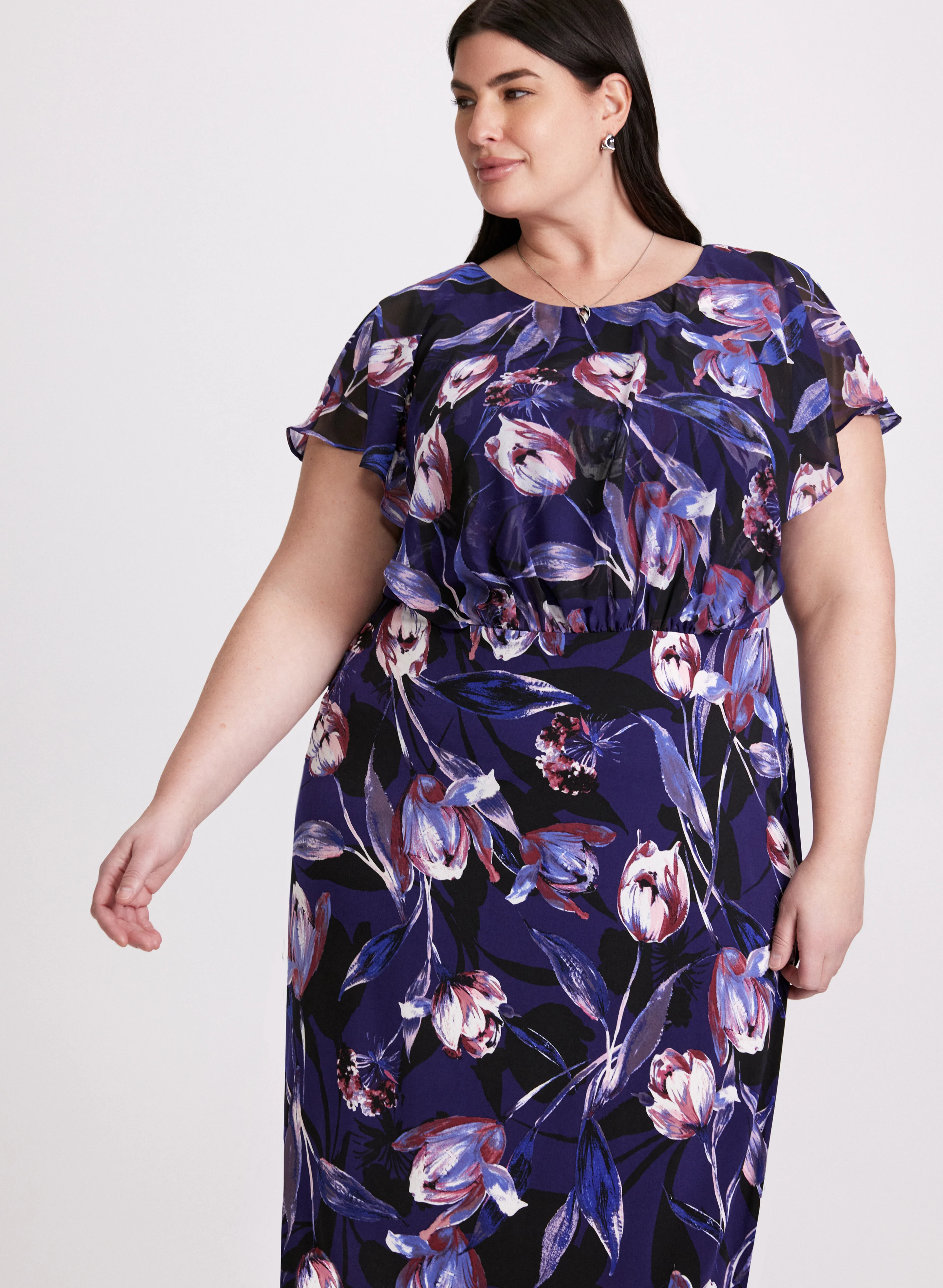 Floral Flutter Sleeve Dress - Image 4