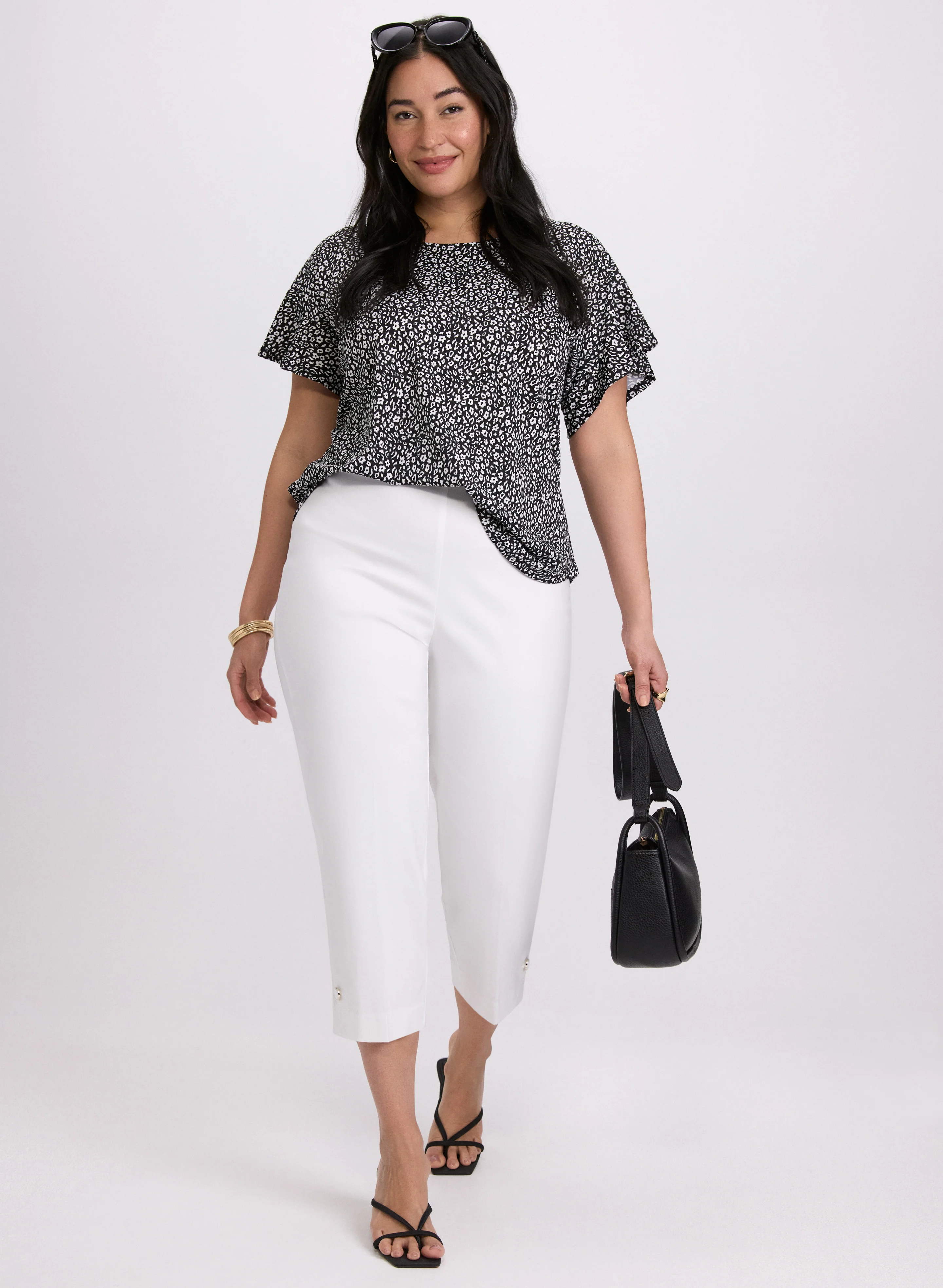 Floral Flutter Sleeve Top - Image 3